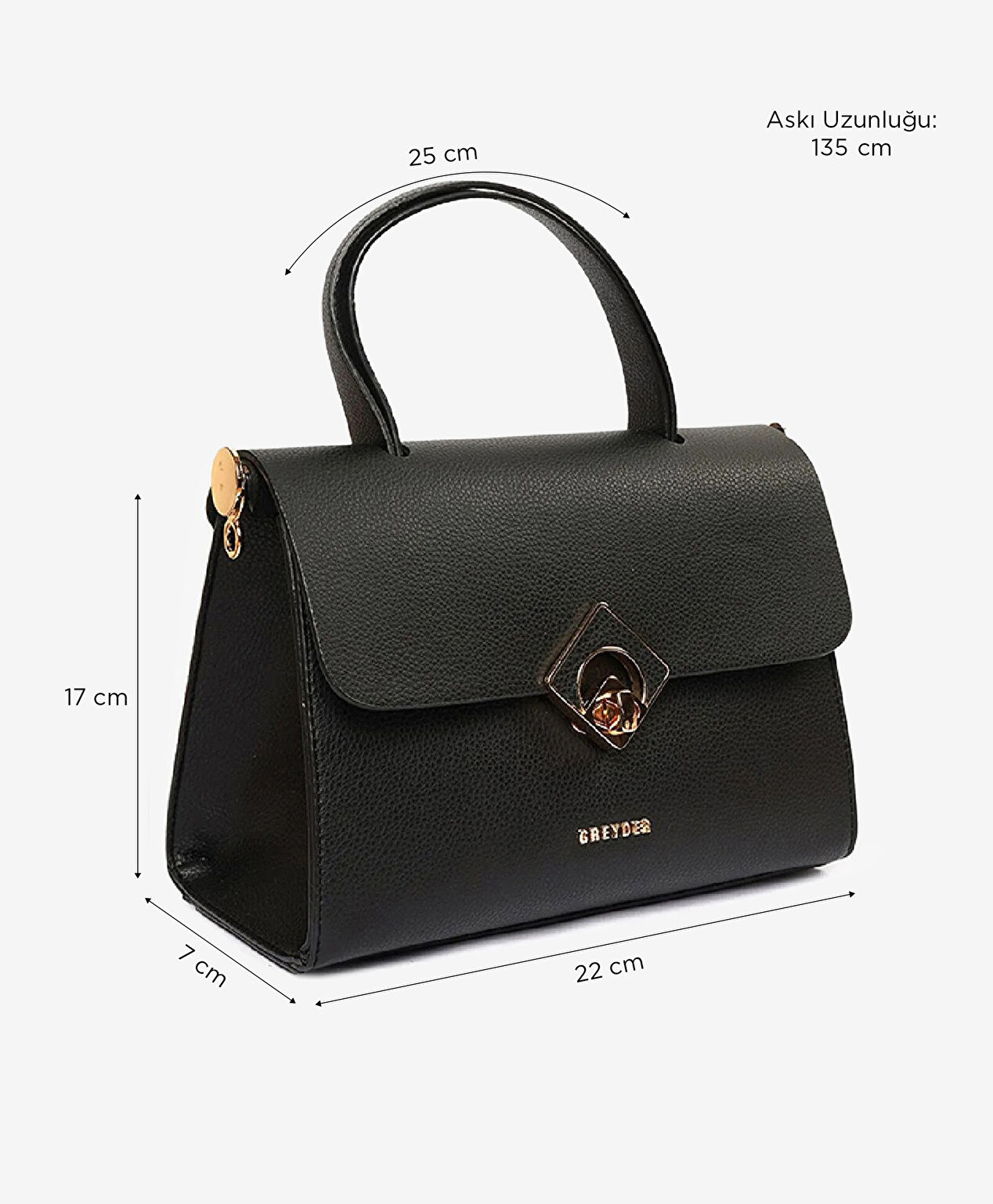 Kadın Siyah Tokalı Kol Çantası - 6