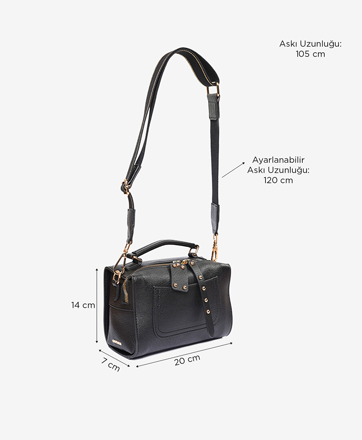 Kadın Siyah Tek Bölmeli Omuz Çantası - 6