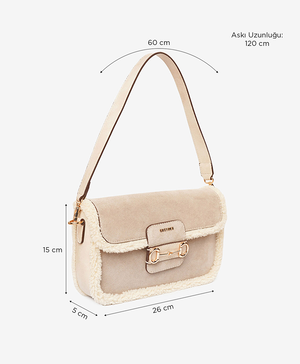 Kadın Bej Mıknatıslı Omuz Çantası - 6