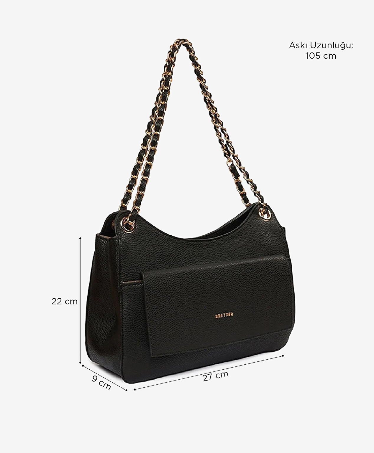 Kadın Siyah Tek Bölmeli Omuz Çantası - 6