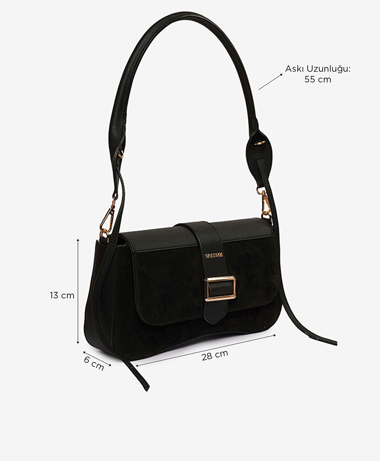 Kadın Siyah Mıknatıslı Omuz Çantası - 7