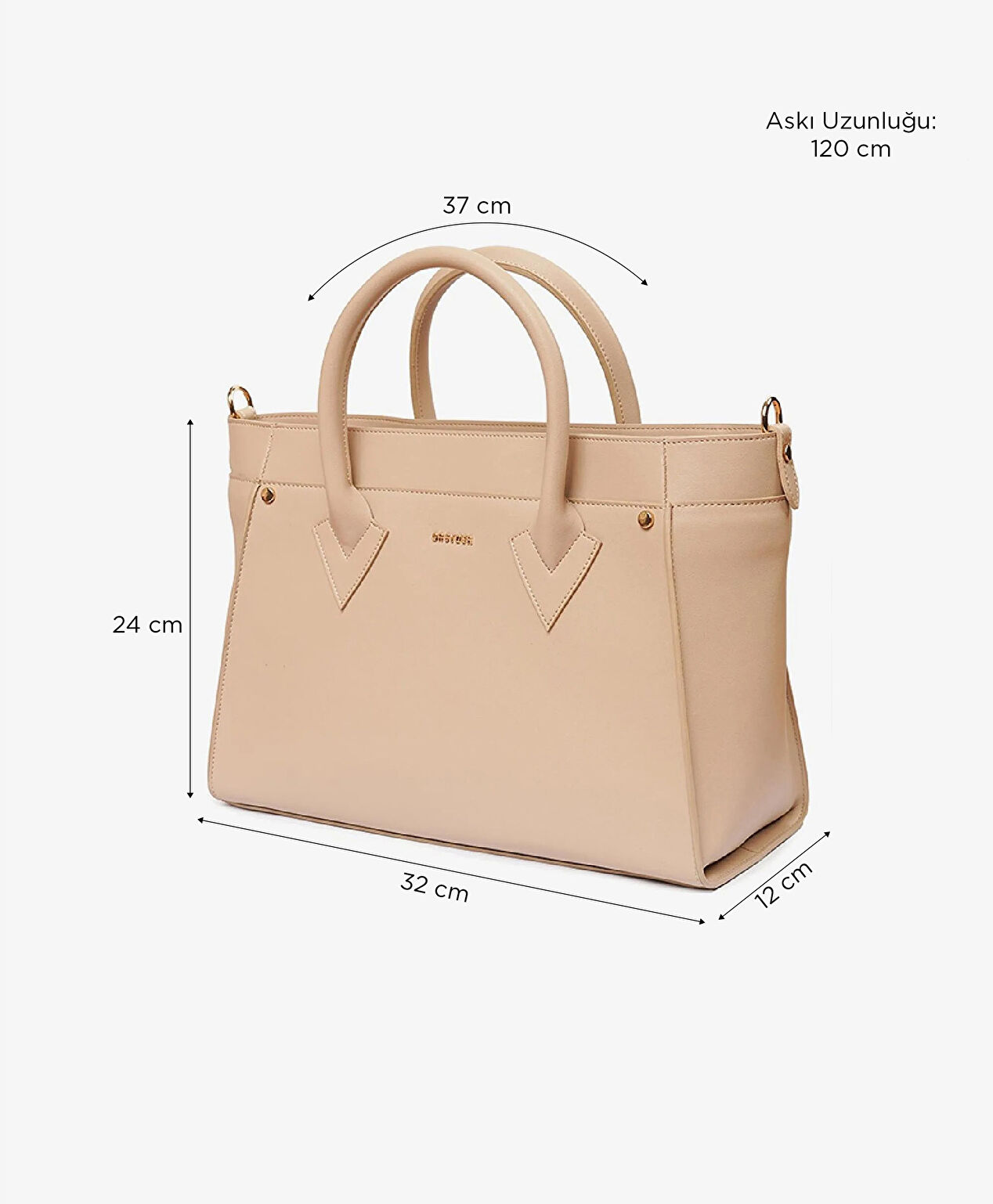 Kadın Krem Tek Bölmeli Kol Çantası - 6