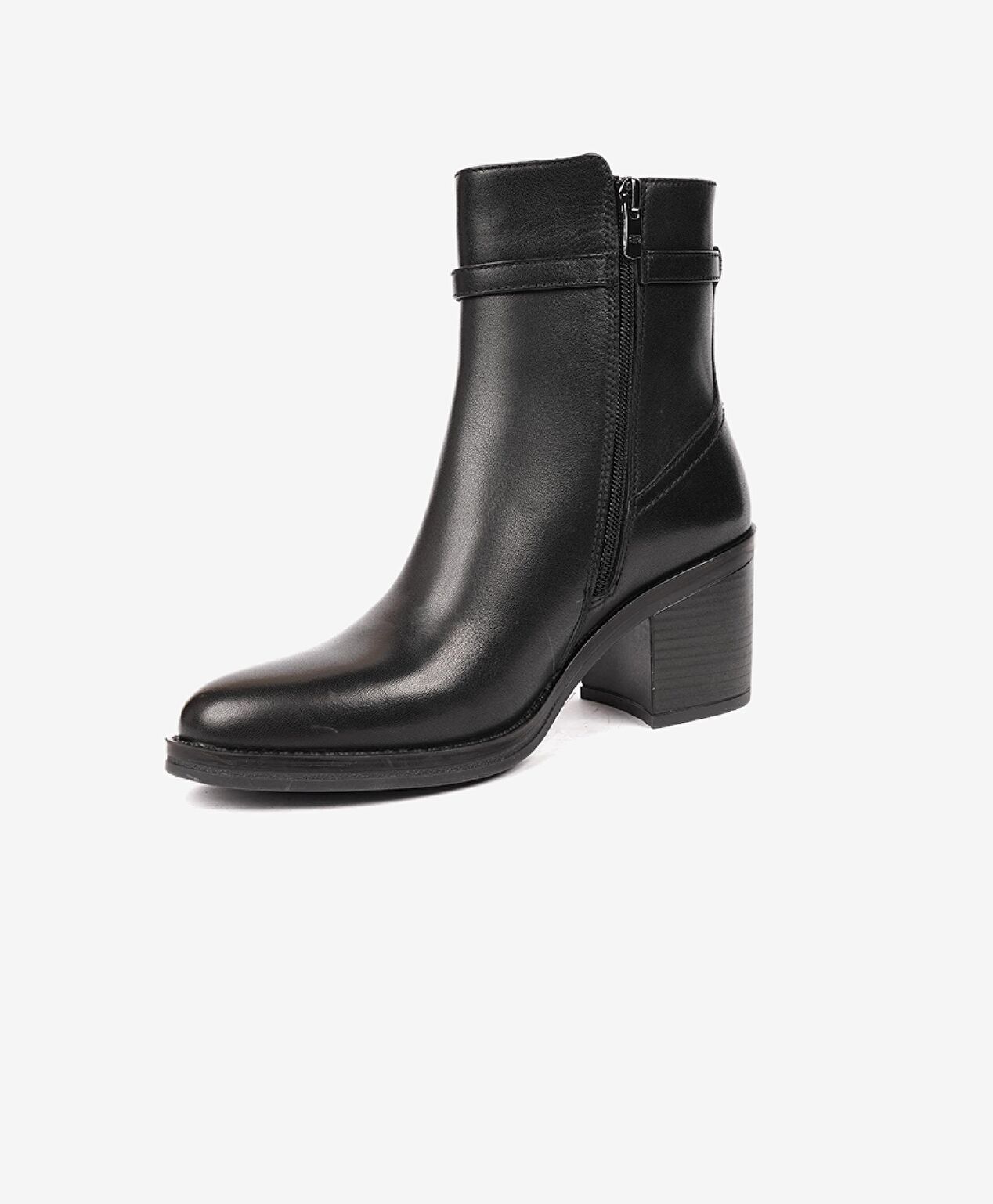 Kadın Siyah Hakiki Deri Topuklu Bot - 3