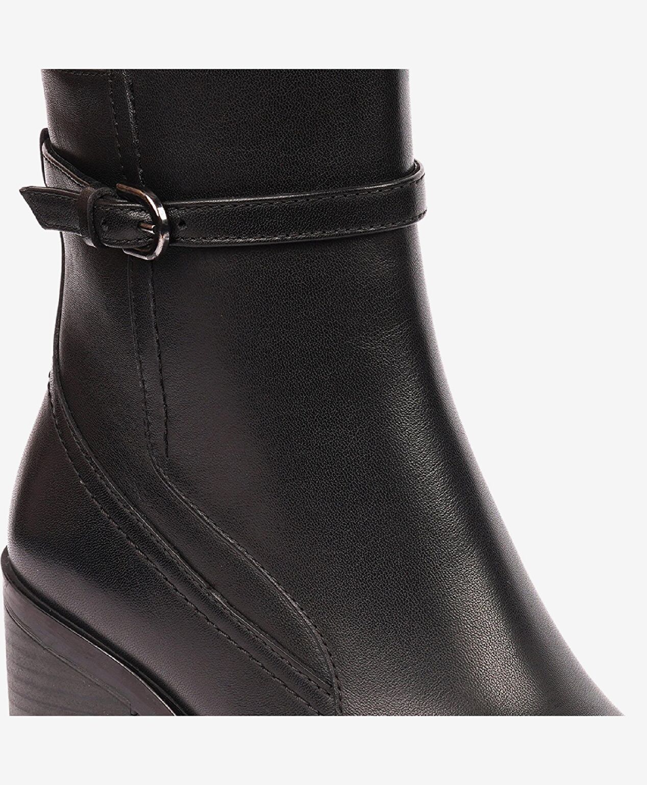 Kadın Siyah Hakiki Deri Topuklu Bot - 5