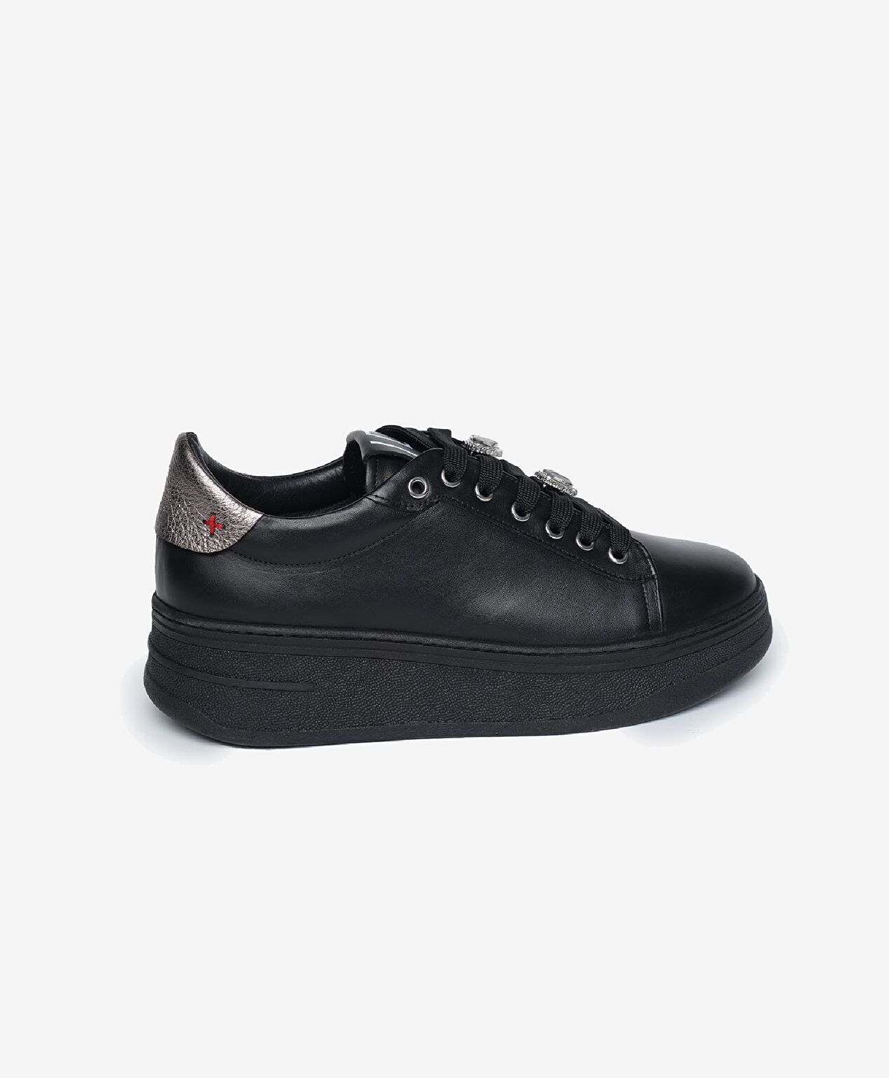 Kadın Siyah Çelik Hakiki Deri Sneaker Ayakkabı - 1