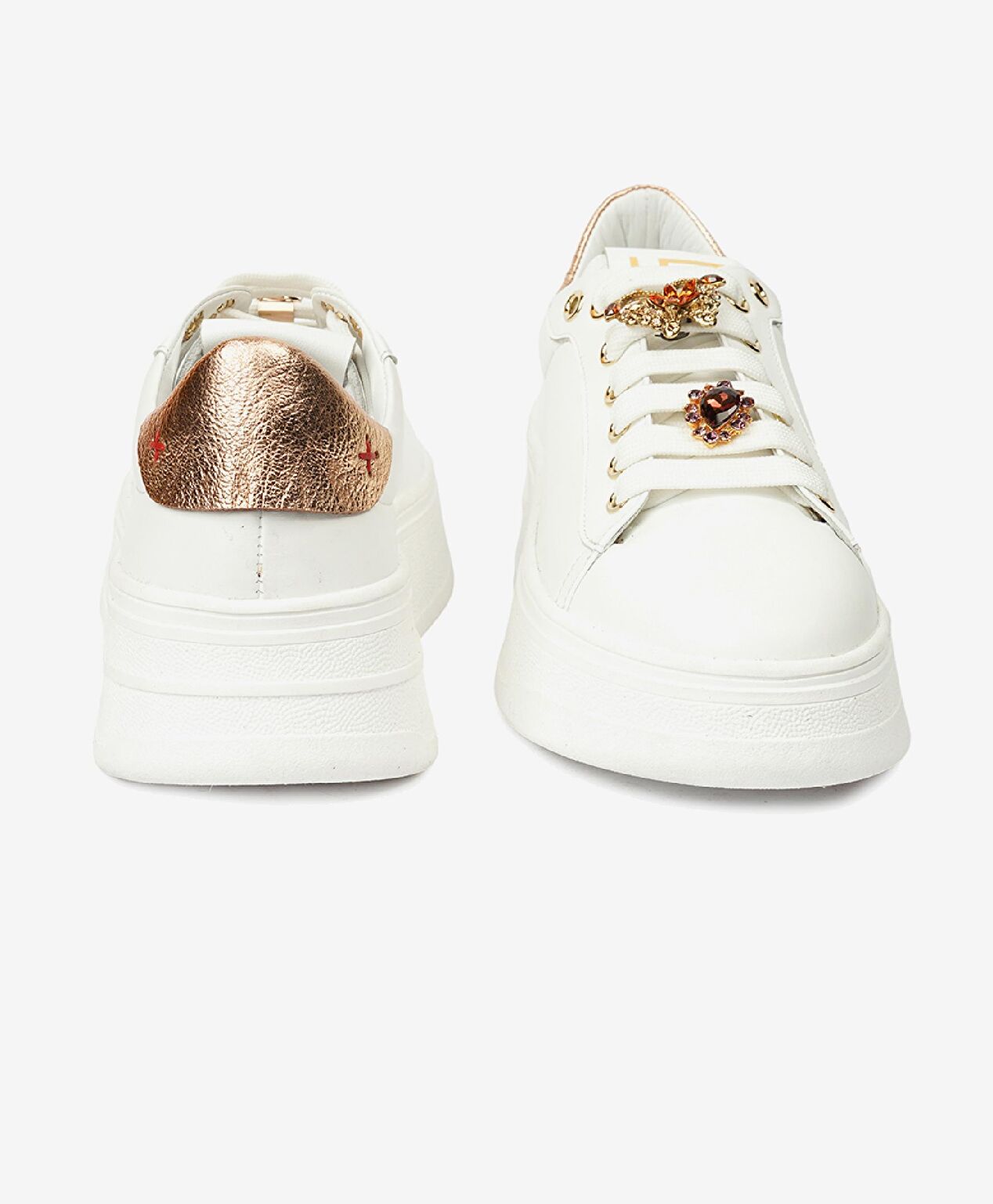 Kadın Beyaz Bronz Hakiki Deri Sneaker Ayakkabı - 7