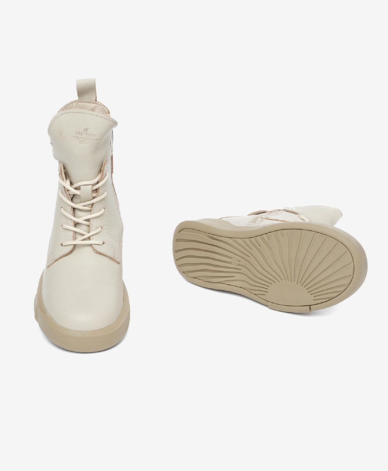 Kadın Ekru Hakiki Deri Sneaker Bot - 6
