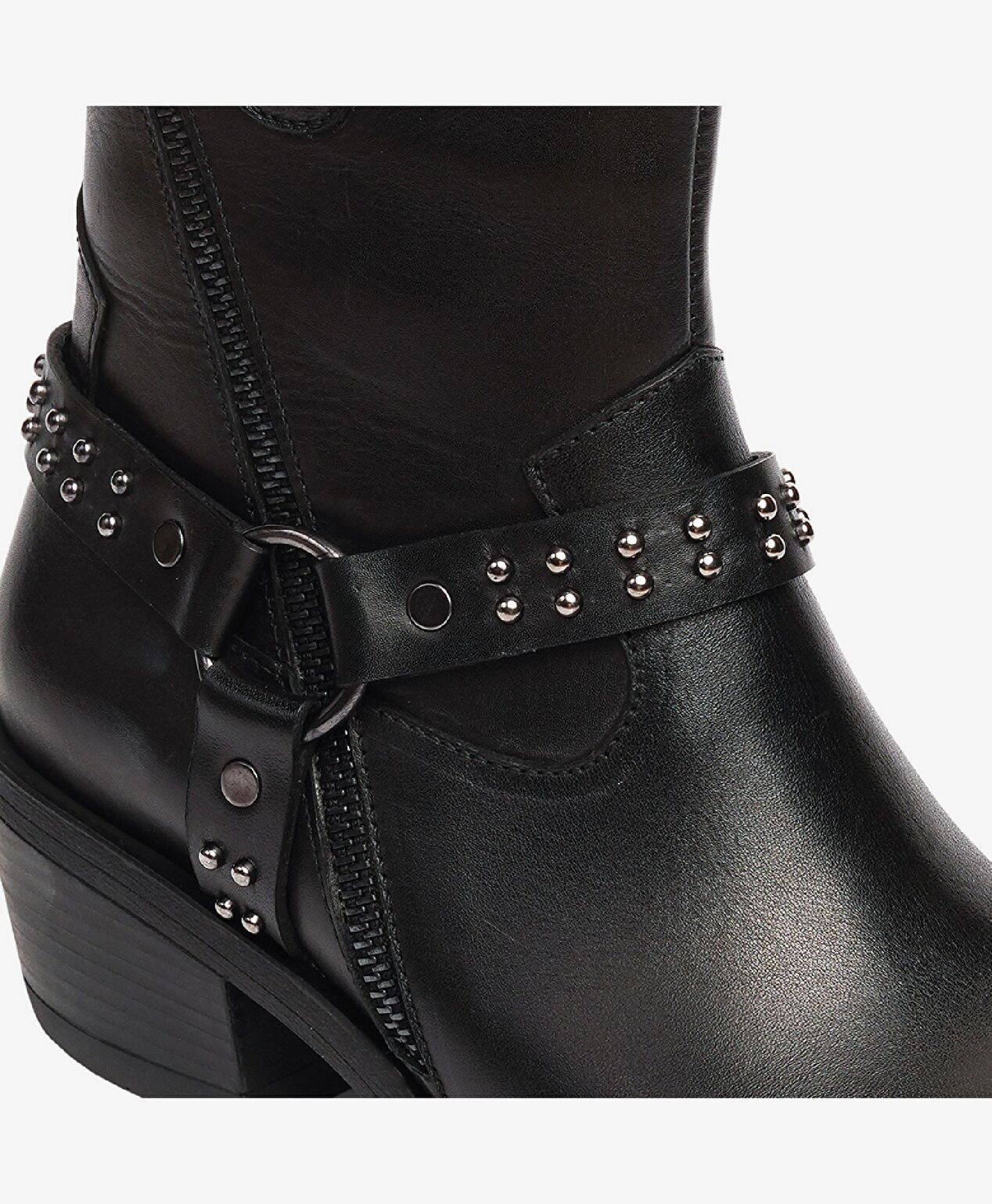 Kadın Siyah Hakiki Deri Topuklu Bot - 5