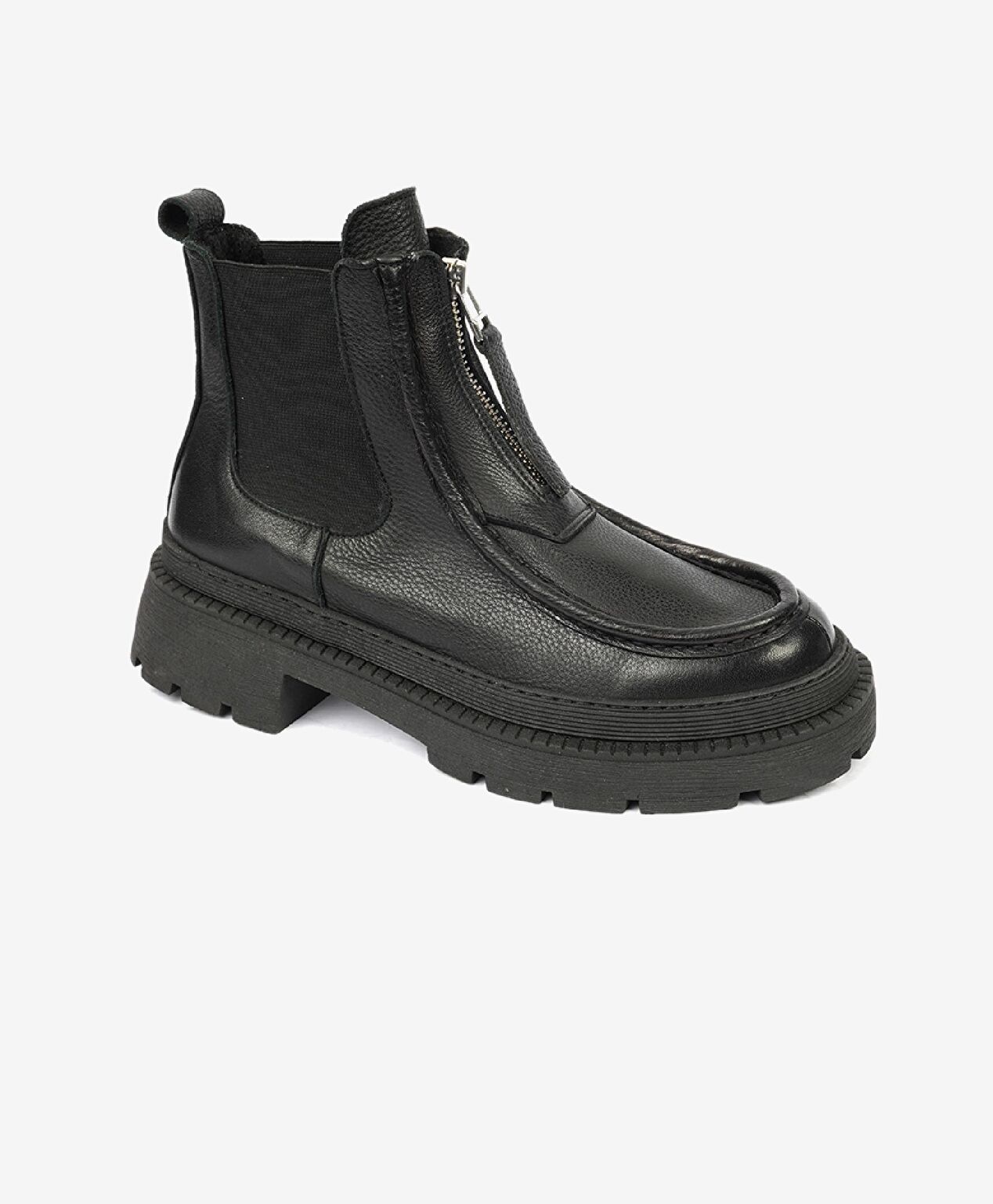 Kadın Siyah Hakiki Deri Termo Light Taban Chelsea Bot - 2