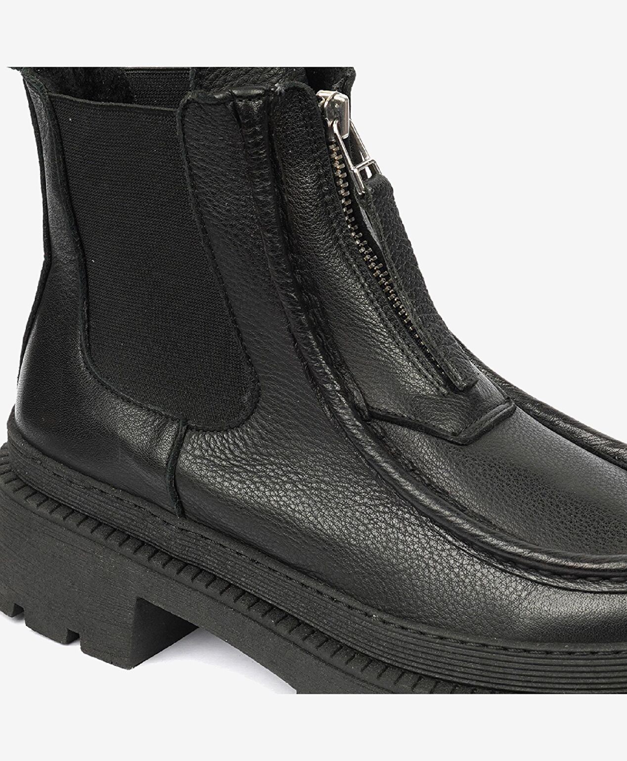 Kadın Siyah Hakiki Deri Termo Light Taban Chelsea Bot - 5