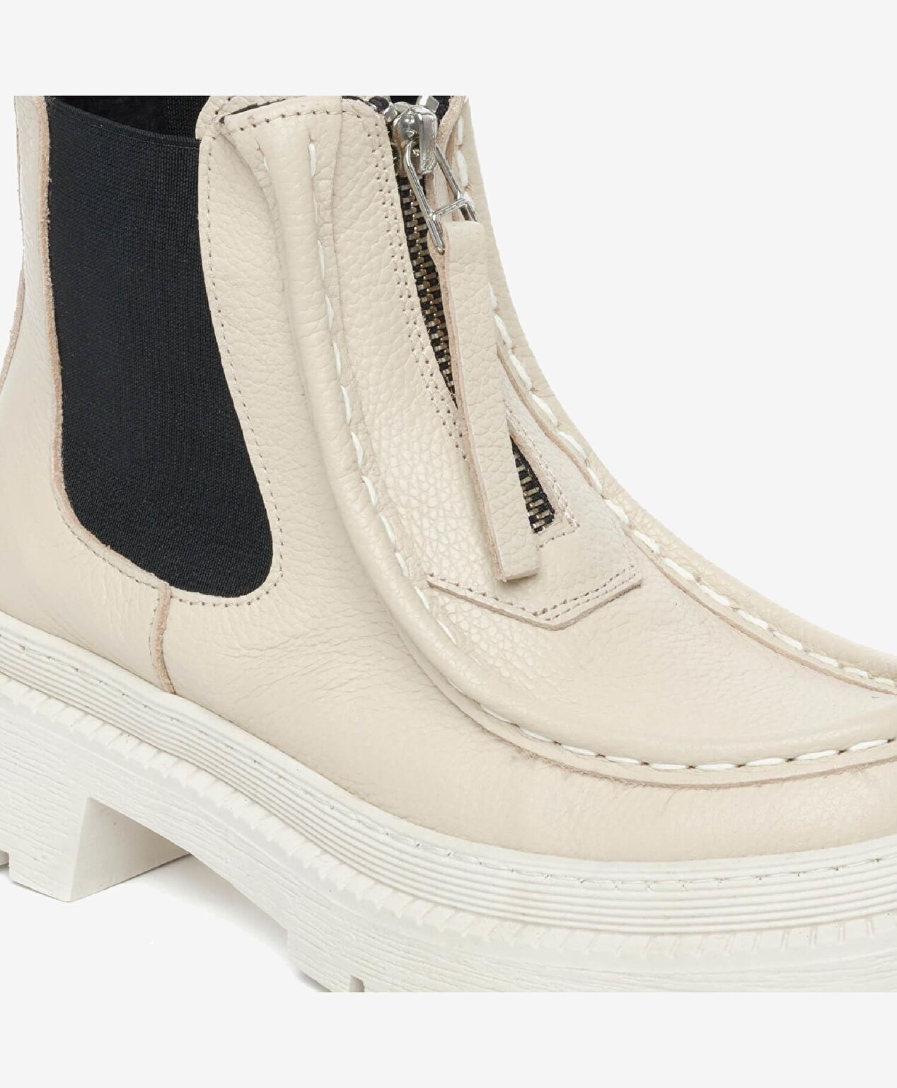 Kadın Beyaz Siyah Hakiki Deri Chelsea Bot - 5