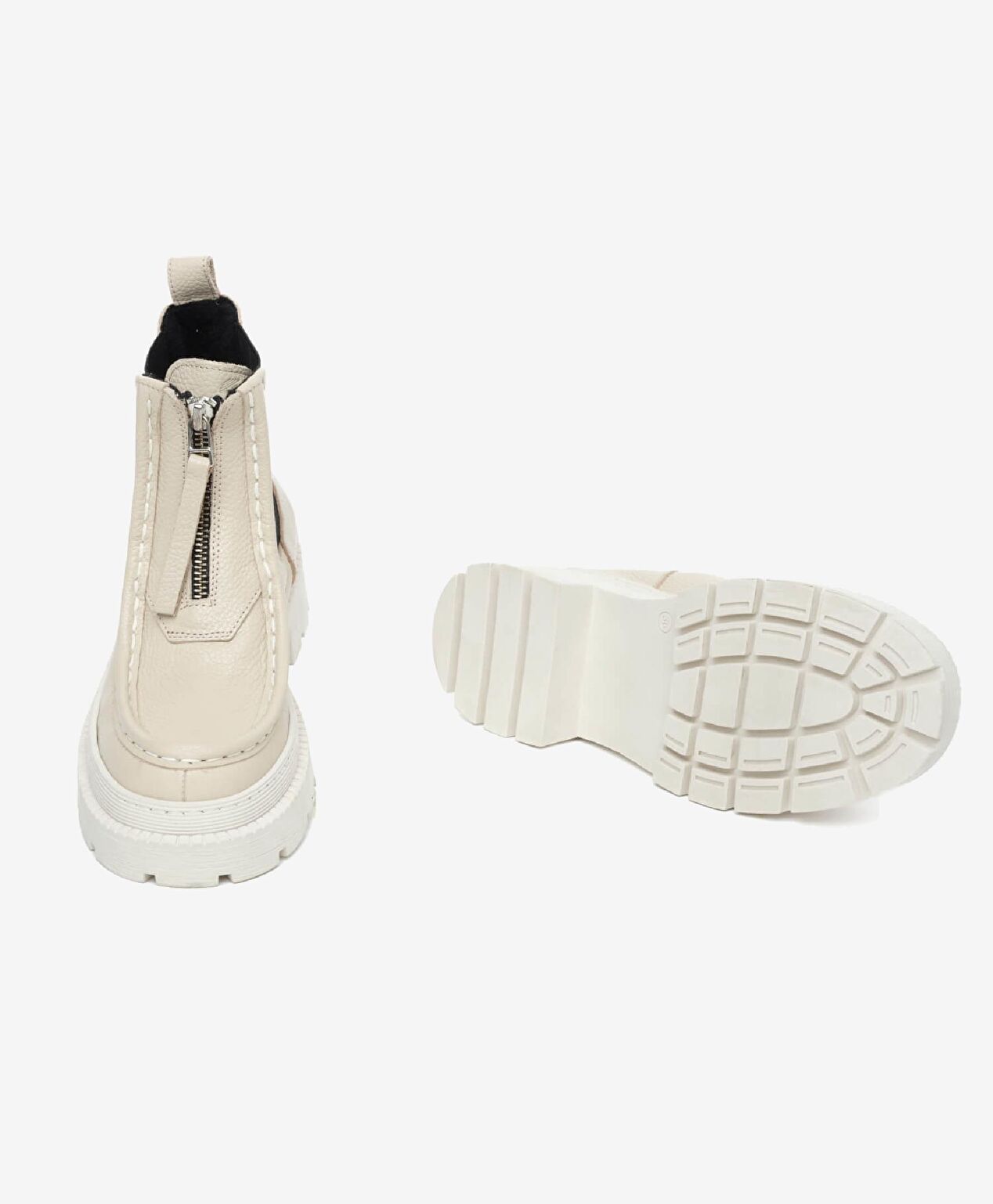 Kadın Beyaz Siyah Hakiki Deri Chelsea Bot - 6