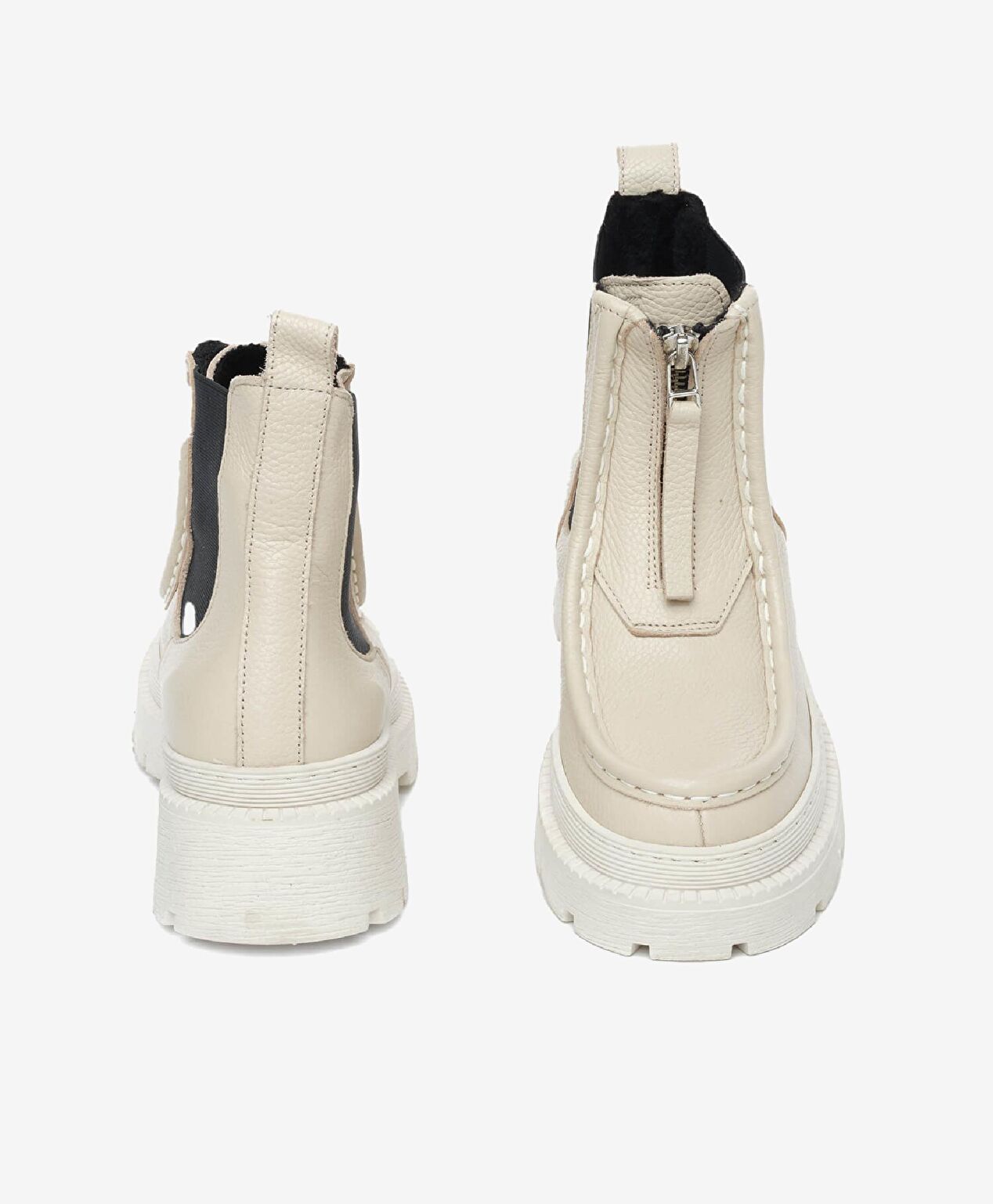 Kadın Beyaz Siyah Hakiki Deri Chelsea Bot - 7