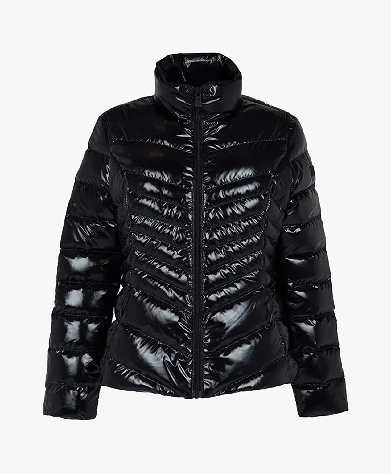 Kadın Parlak Siyah Kaz Tüyü Su İtici Mont - 1