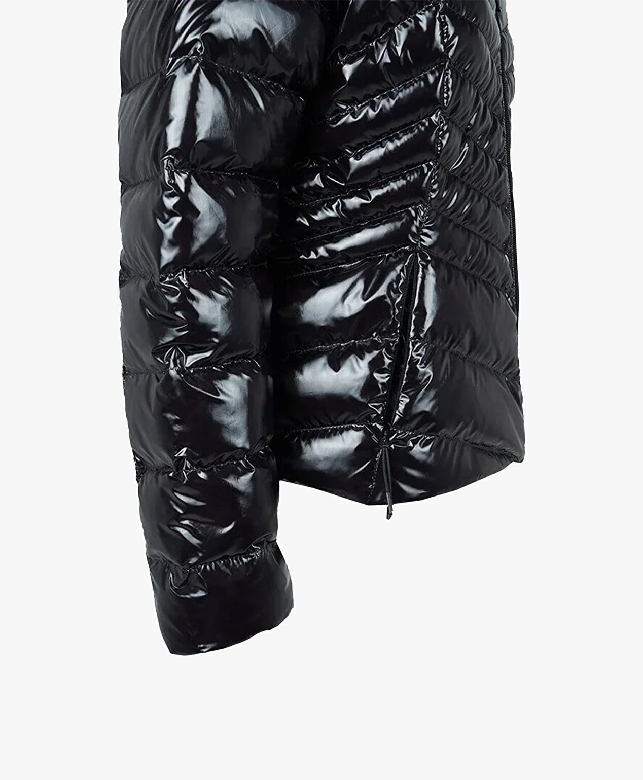 Kadın Parlak Siyah Kaz Tüyü Su İtici Mont - 2