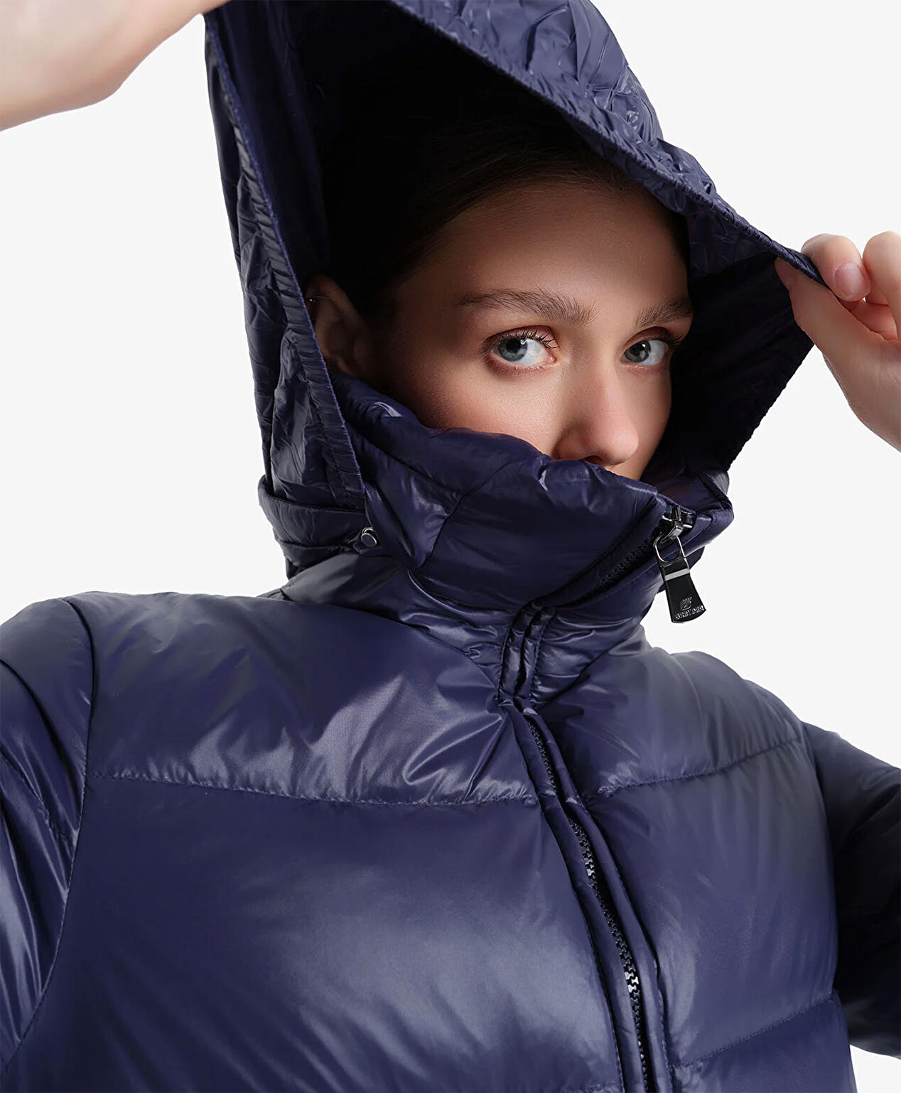 Kadın Parlak İndigo Su İtici Mont - 7