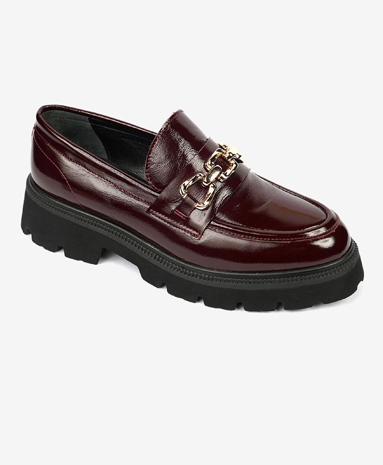 Kadın Bordo Kırışık Rugan Hakiki Deri Loafer Ayakkabı 4K2UA59112 - 2
