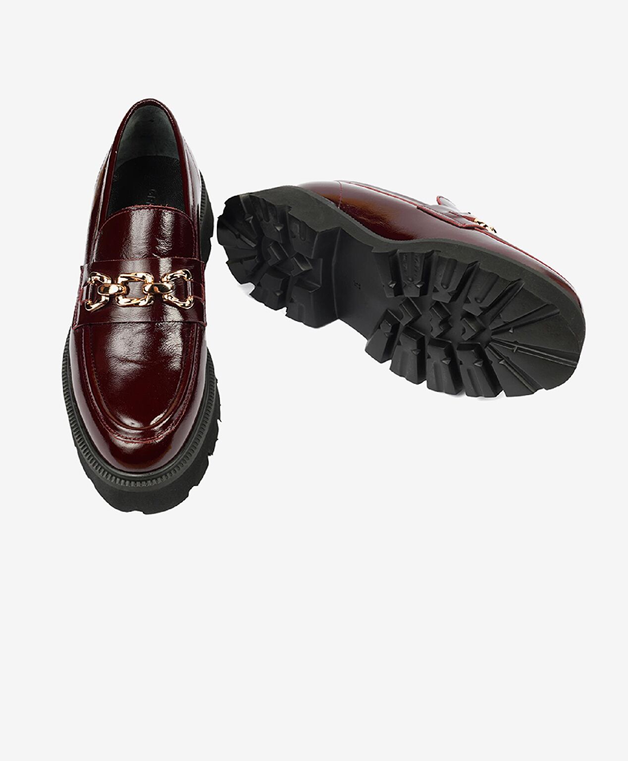 Kadın Bordo Kırışık Rugan Hakiki Deri Loafer Ayakkabı 4K2UA59112 - 6