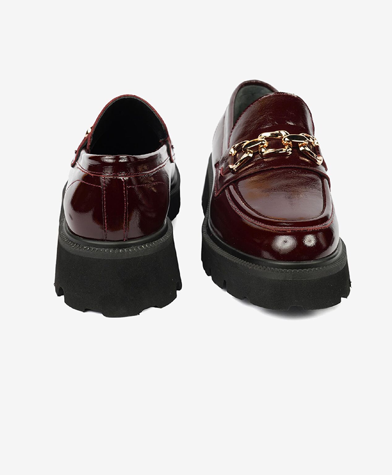 Kadın Bordo Kırışık Rugan Hakiki Deri Loafer Ayakkabı 4K2UA59112 - 7