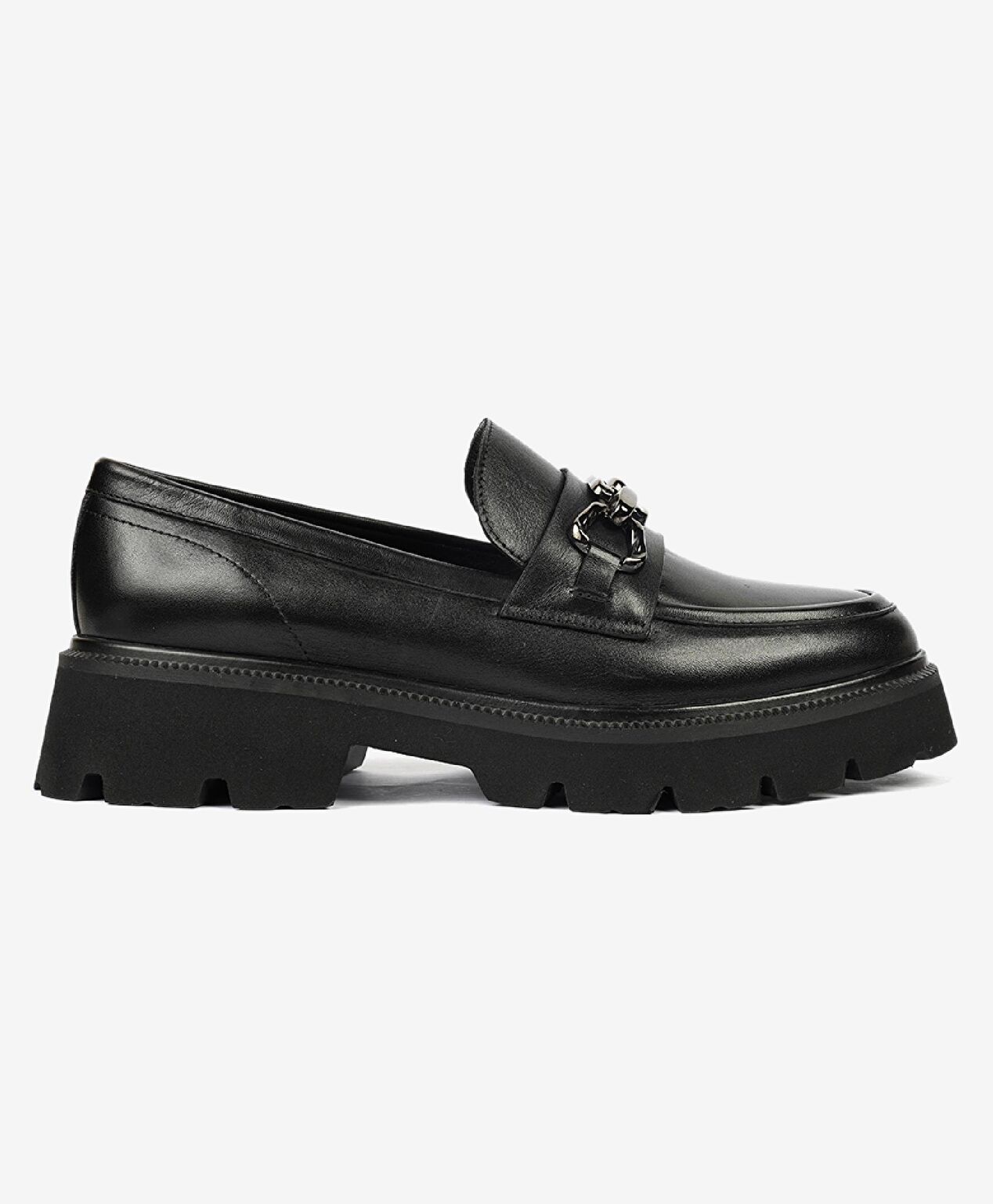 Kadın Siyah Hakiki Deri Loafer Ayakkabı - 1