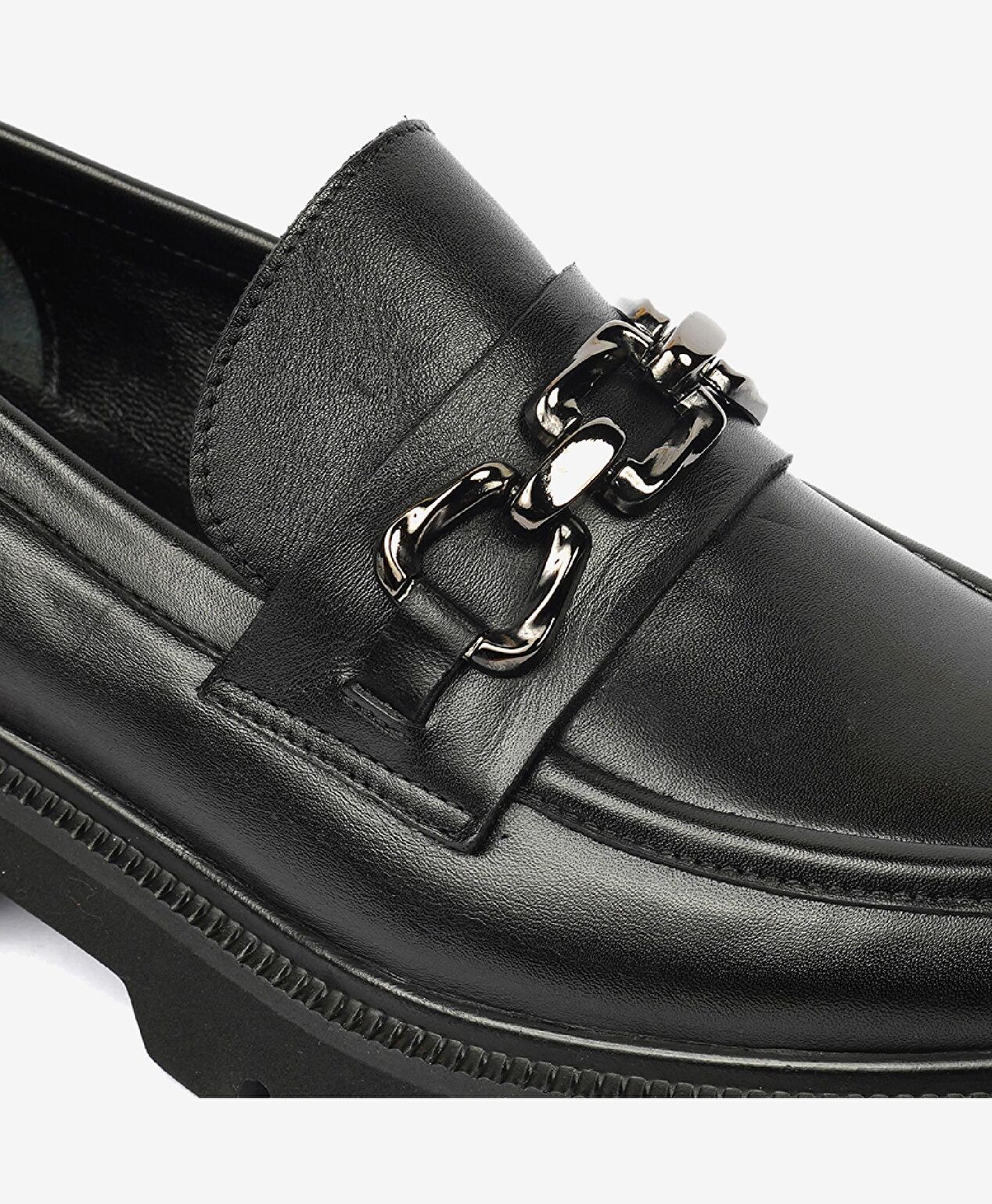 Kadın Siyah Hakiki Deri Loafer Ayakkabı - 5
