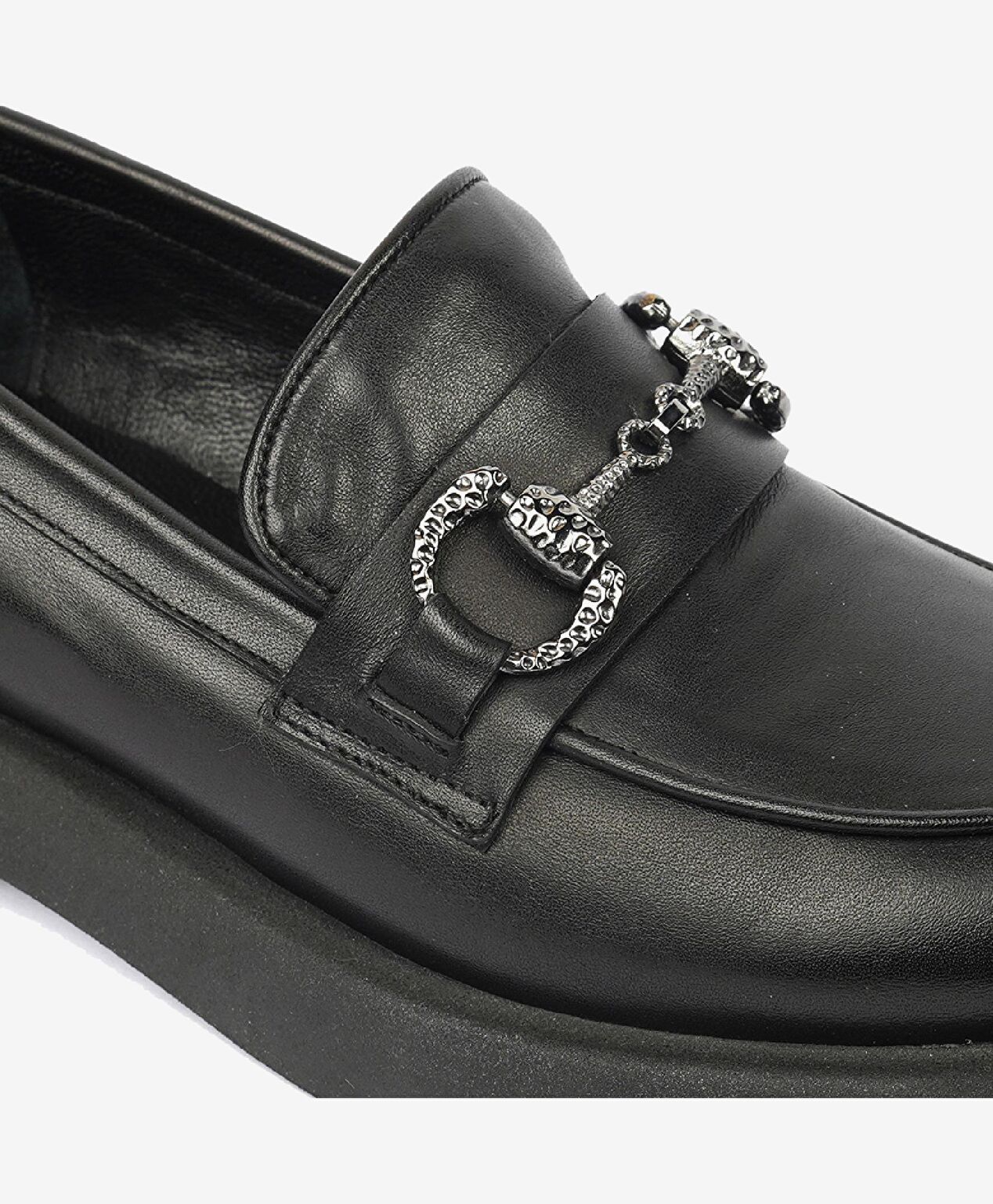 Kadın Siyah Hakiki Deri Termo Light Taban Loafer Ayakkabı - 4