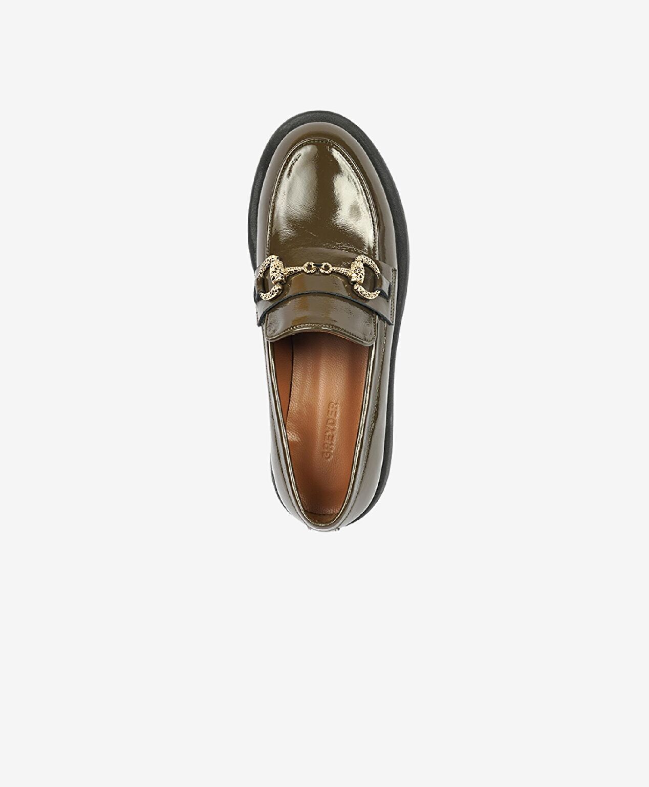 Kadın Haki Kırışık Rugan Hakiki Deri Loafer Ayakkabı - 4