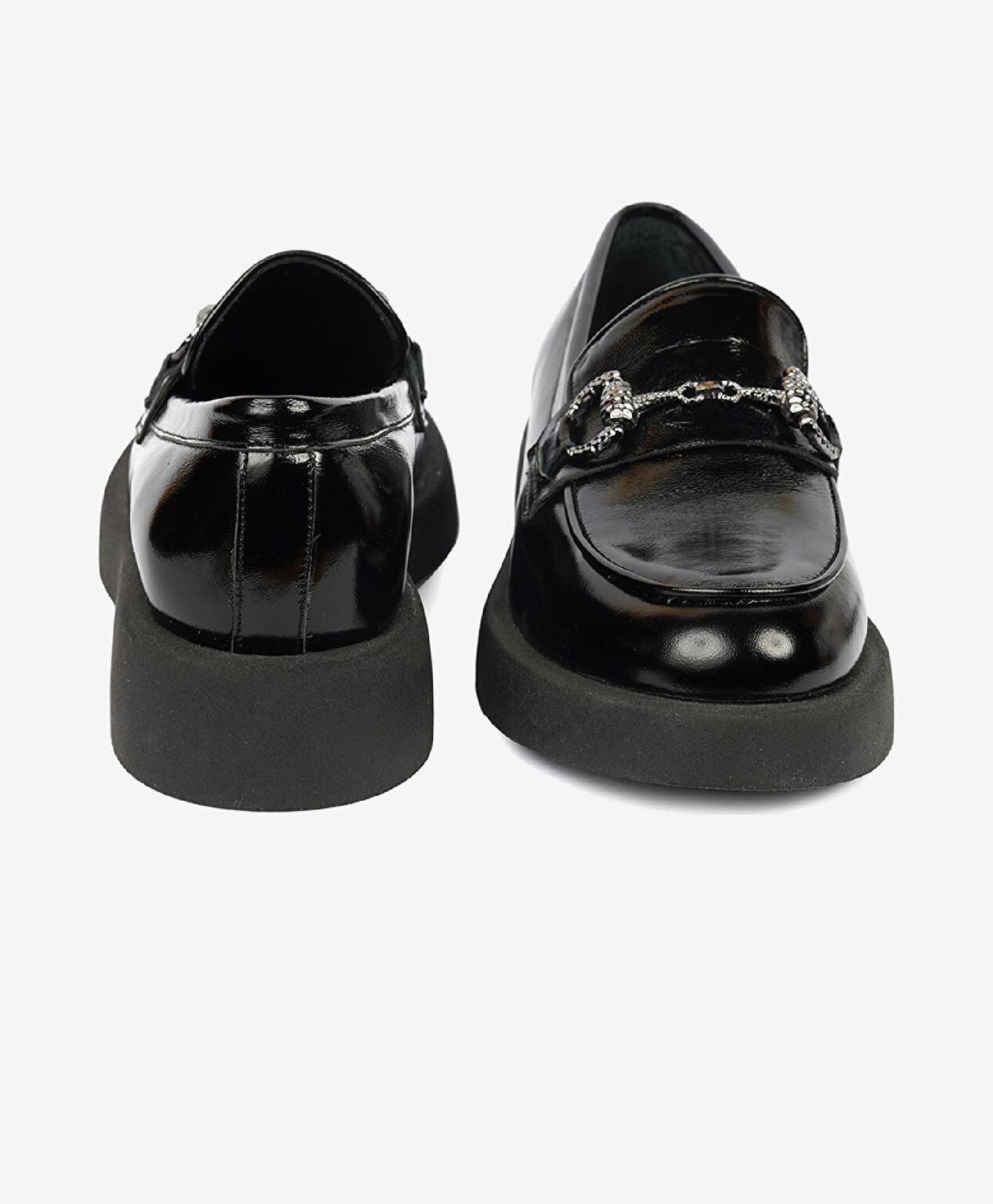 Kadın Siyah Rugan Hakiki Deri Loafer Ayakkabı - 7