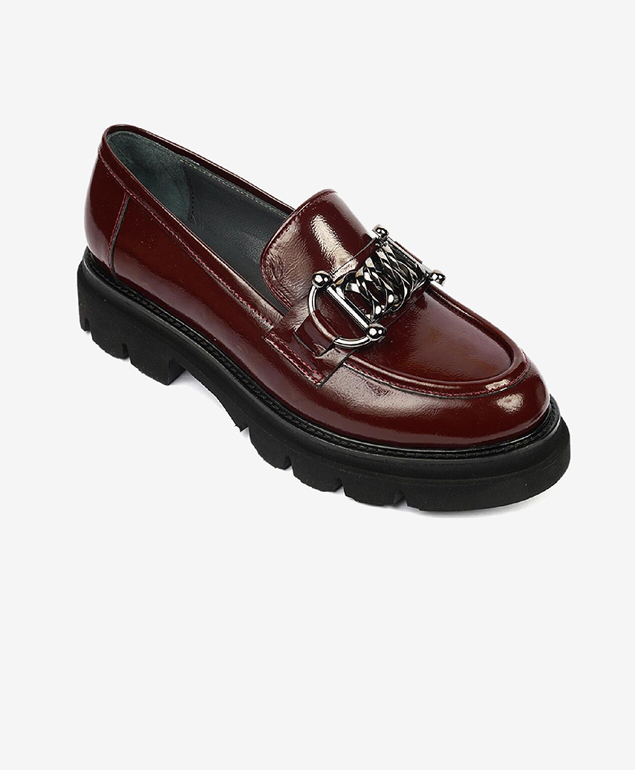 Kadın Bordo Kırışık Rugan Hakiki Deri Loafer Ayakkabı - 2