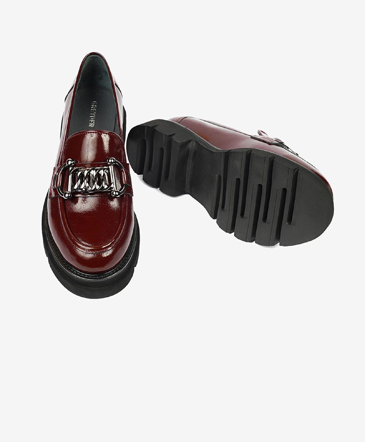 Kadın Bordo Kırışık Rugan Hakiki Deri Loafer Ayakkabı - 6