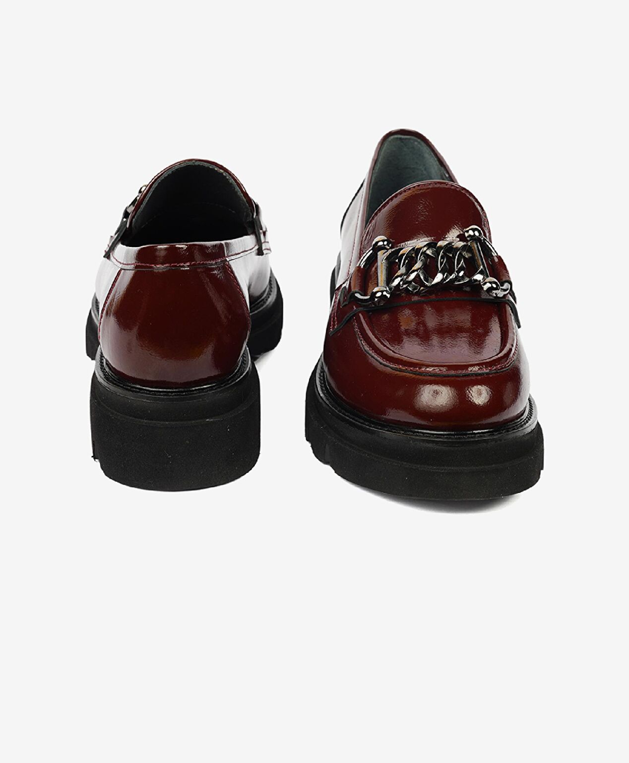 Kadın Bordo Kırışık Rugan Hakiki Deri Loafer Ayakkabı - 7