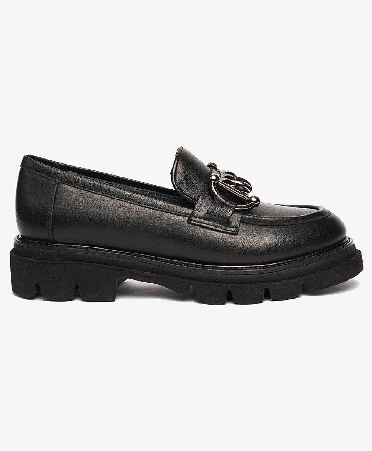 Kadın Siyah Hakiki Deri Loafer Ayakkabı - 1