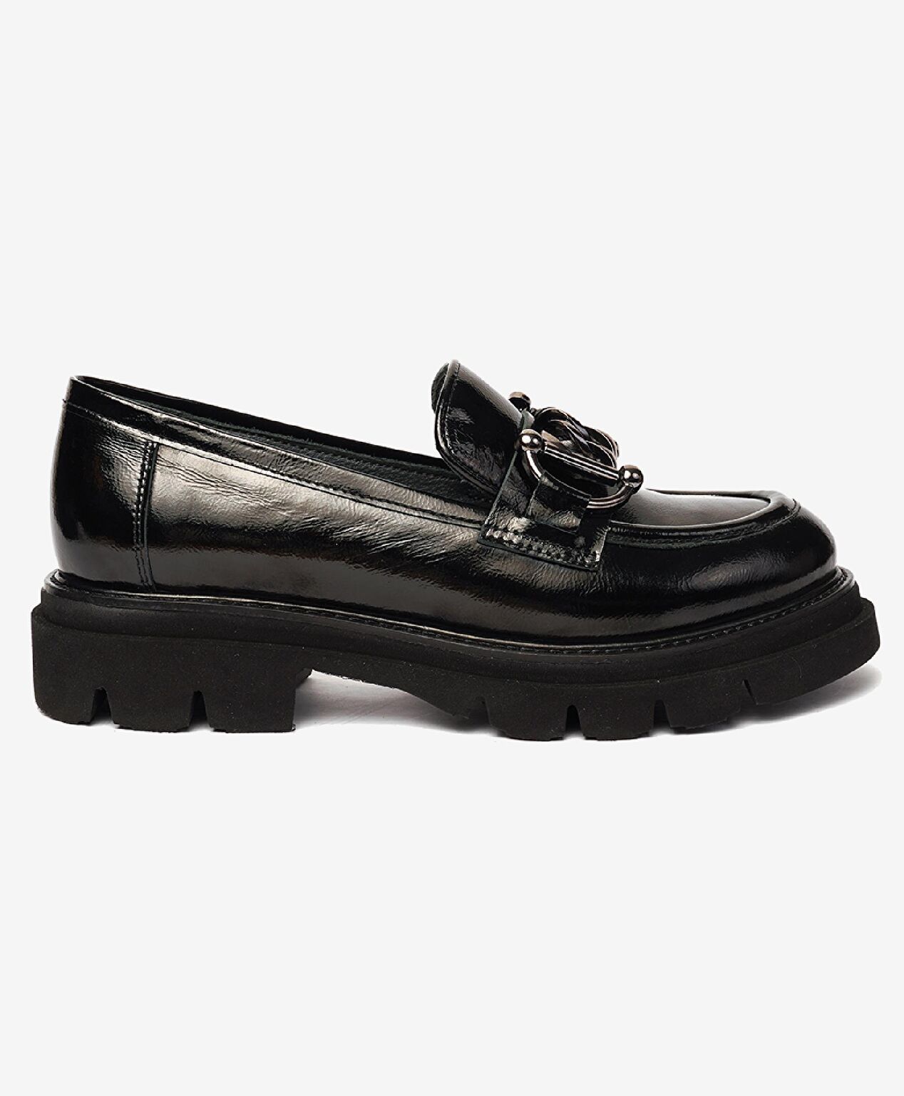 Kadın Siyah Rugan Hakiki Deri Loafer Ayakkabı - 1