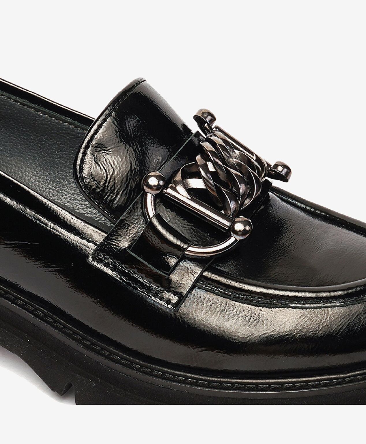 Kadın Siyah Rugan Hakiki Deri Loafer Ayakkabı - 5