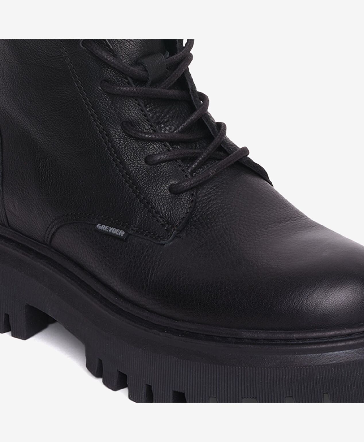 Kadın Siyah Hakiki Deri Military Bot - 5