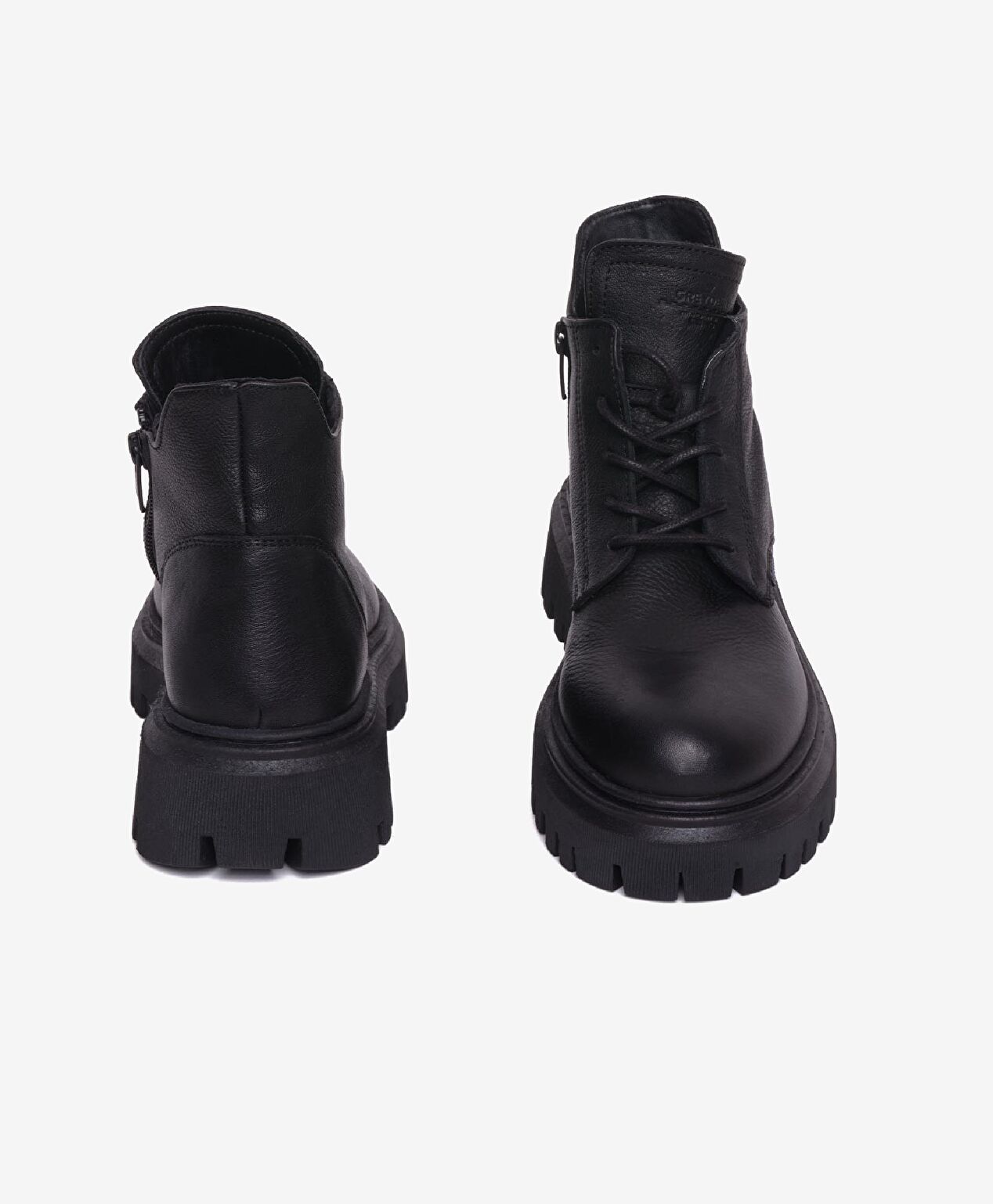 Kadın Siyah Hakiki Deri Military Bot - 7