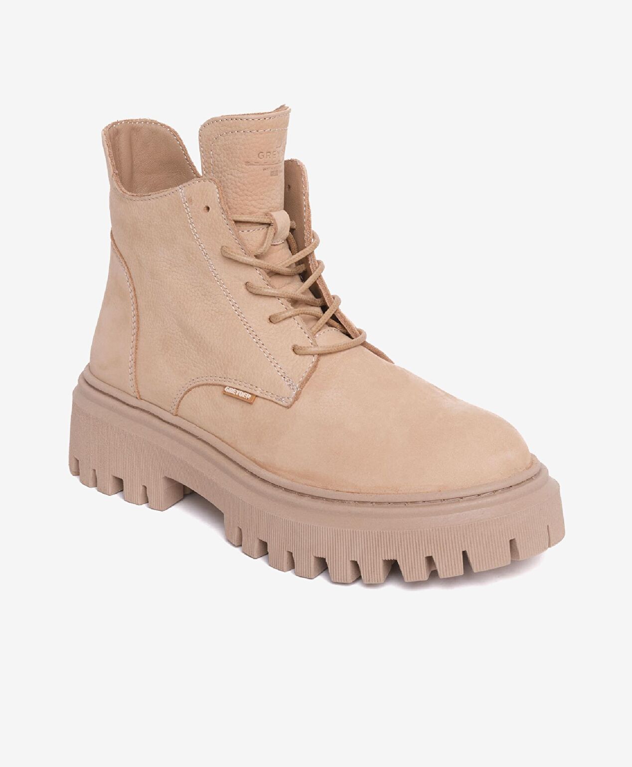 Kadın Koyu Bej Hakiki Deri Military Bot - 2