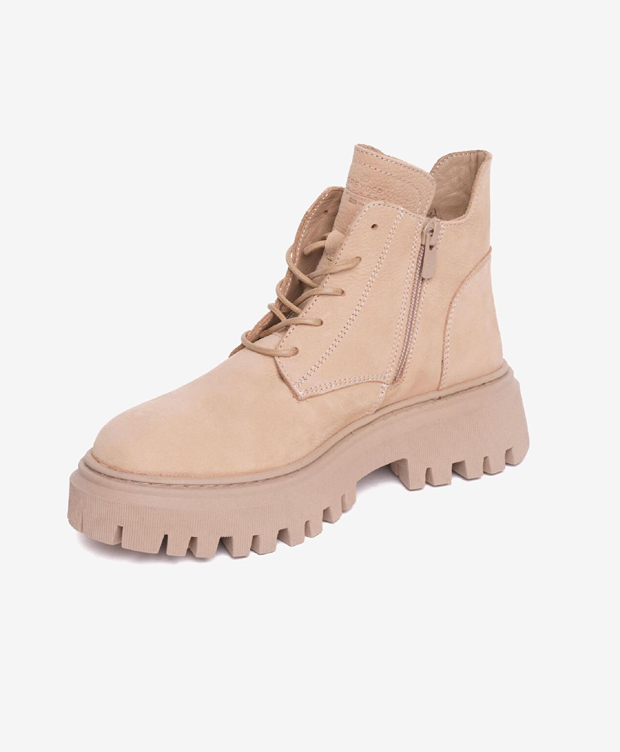 Kadın Koyu Bej Hakiki Deri Military Bot - 3