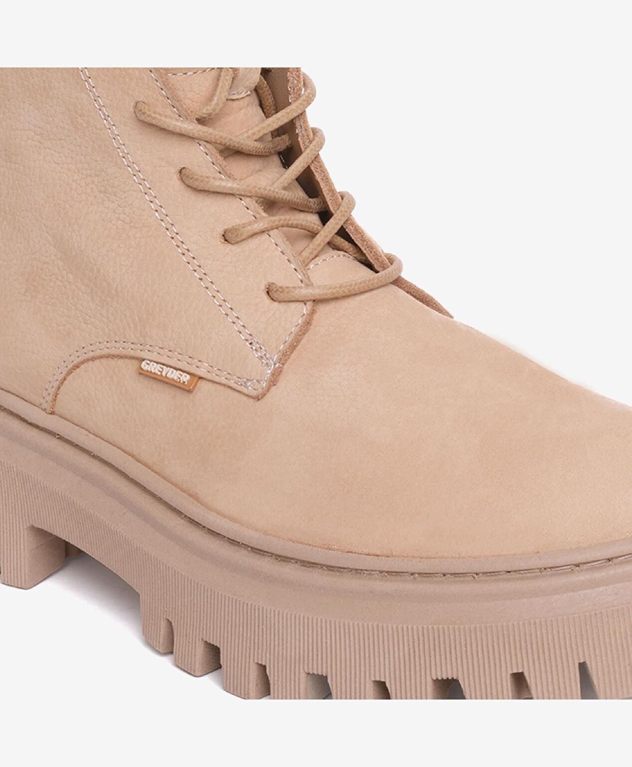 Kadın Koyu Bej Hakiki Deri Military Bot - 5