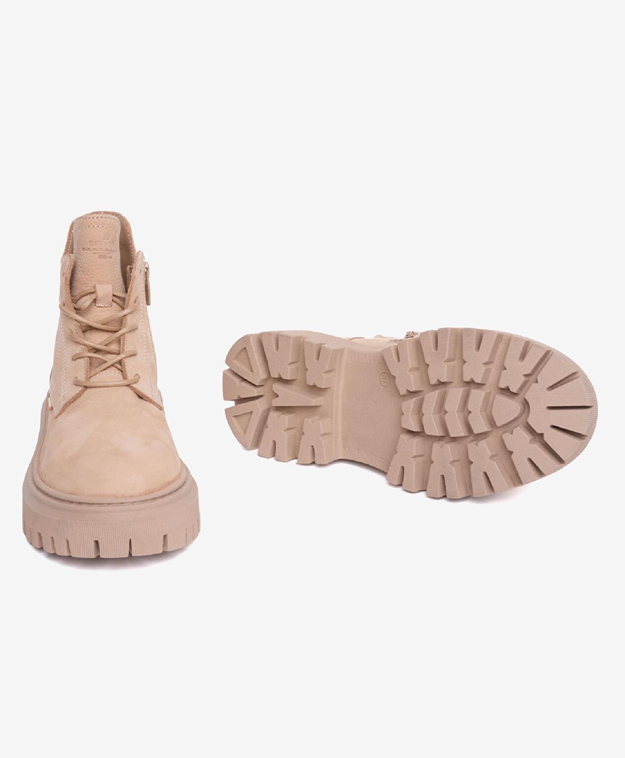 Kadın Koyu Bej Hakiki Deri Military Bot - 6