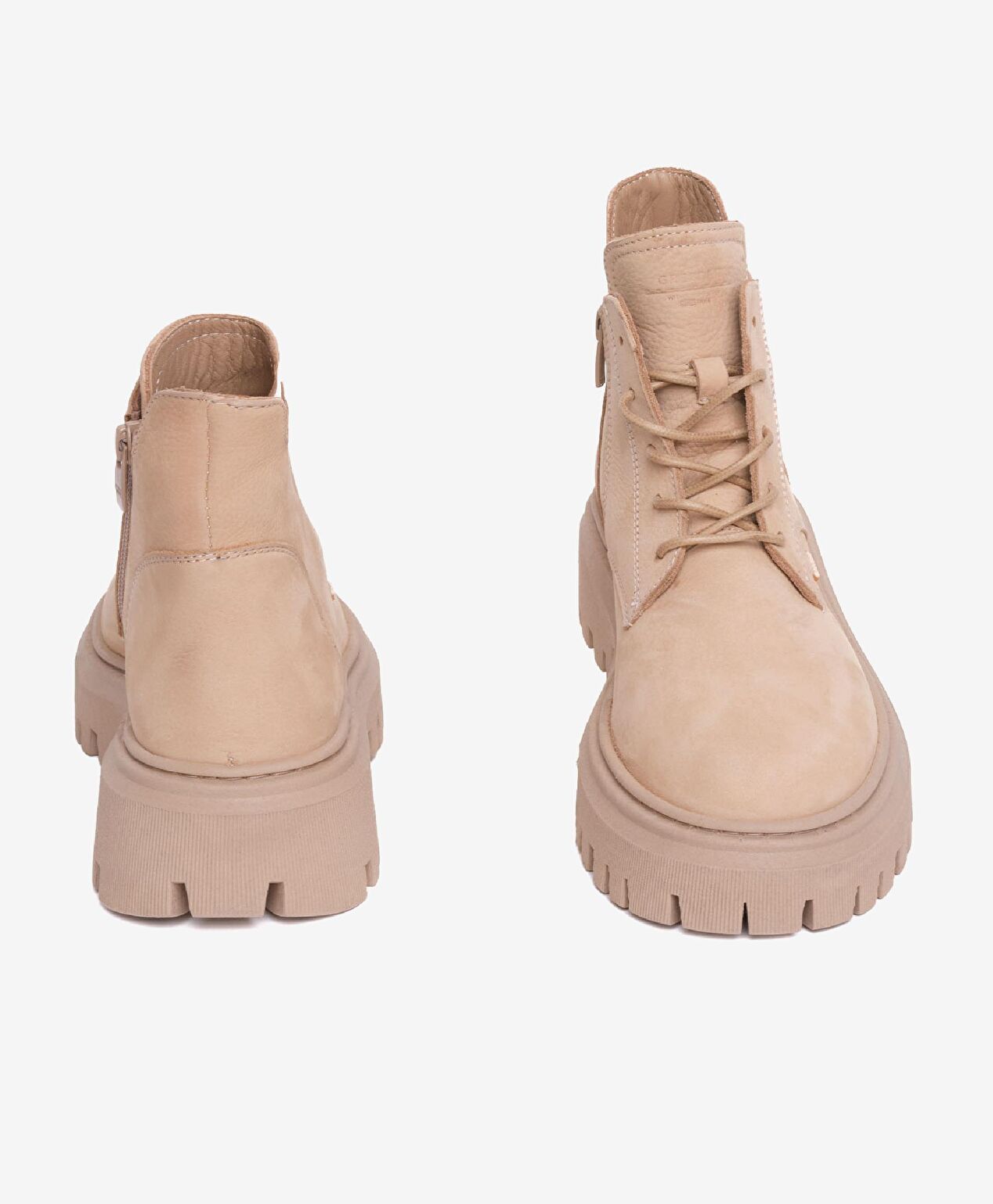 Kadın Koyu Bej Hakiki Deri Military Bot - 7