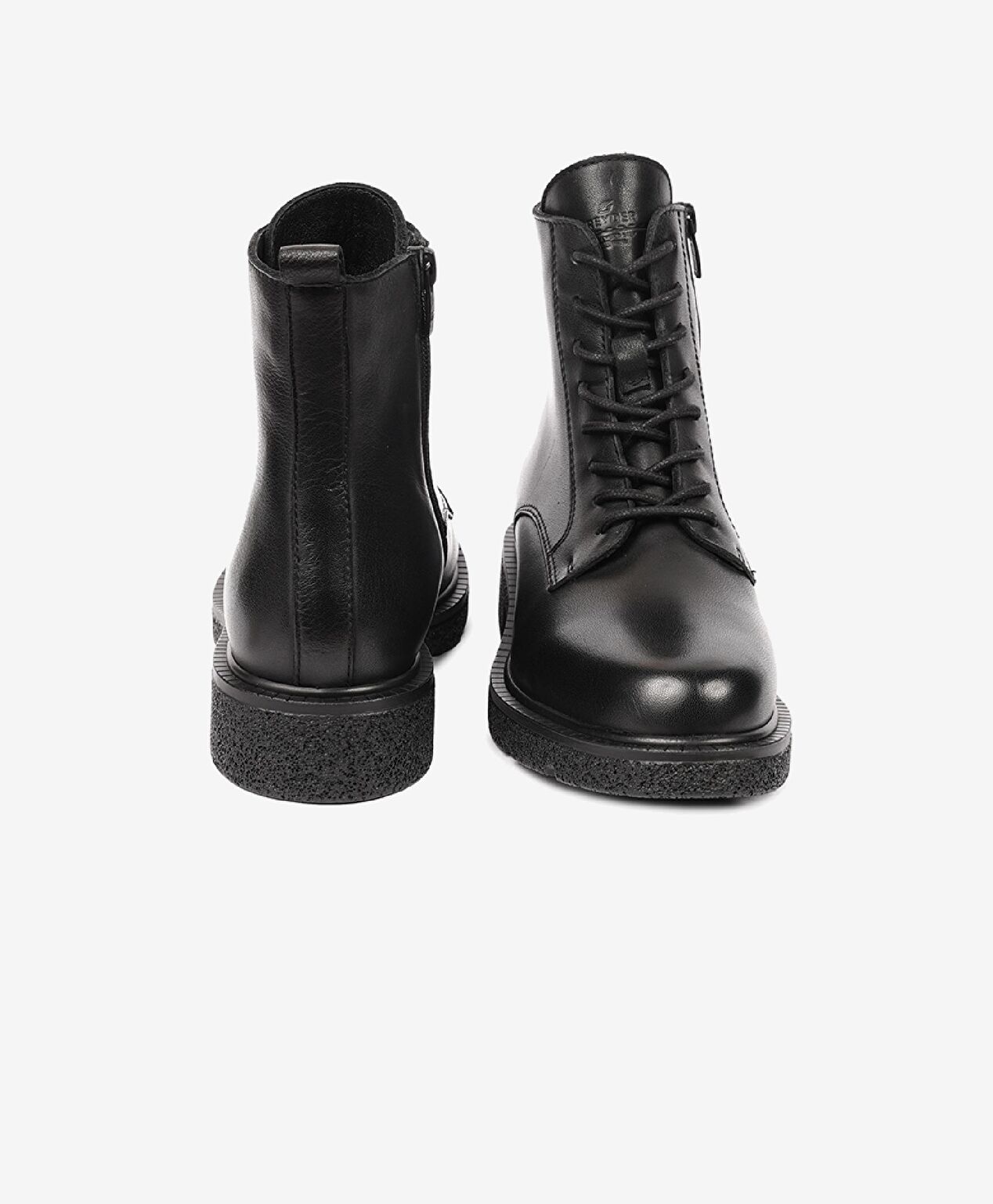 Kadın Siyah Hakiki Deri Military Bot - 7