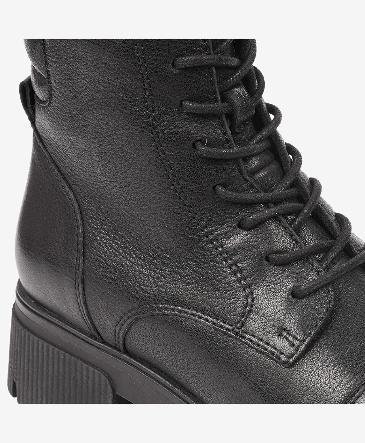 Kadın Siyah Hakiki Deri Military Bot - 5