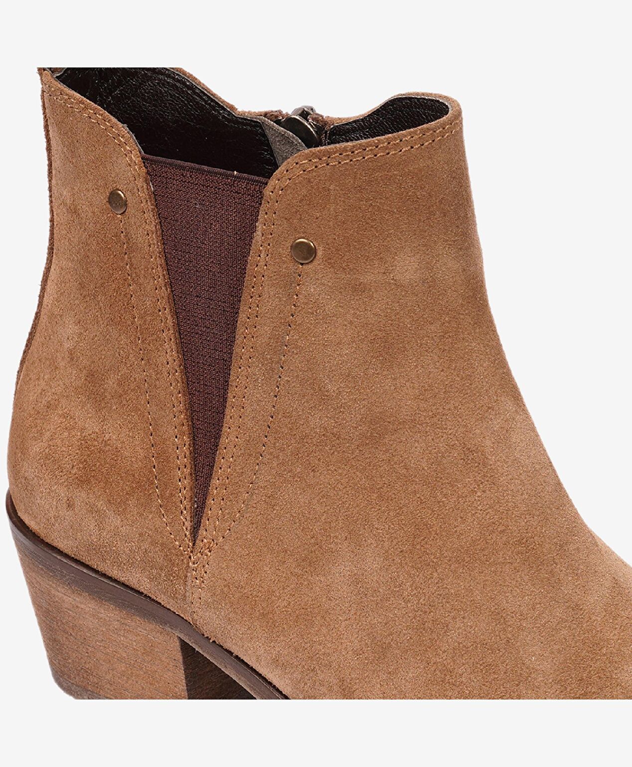 Kadın Sigaro Süet Hakiki Deri Topuklu Chelsea Bot - 5