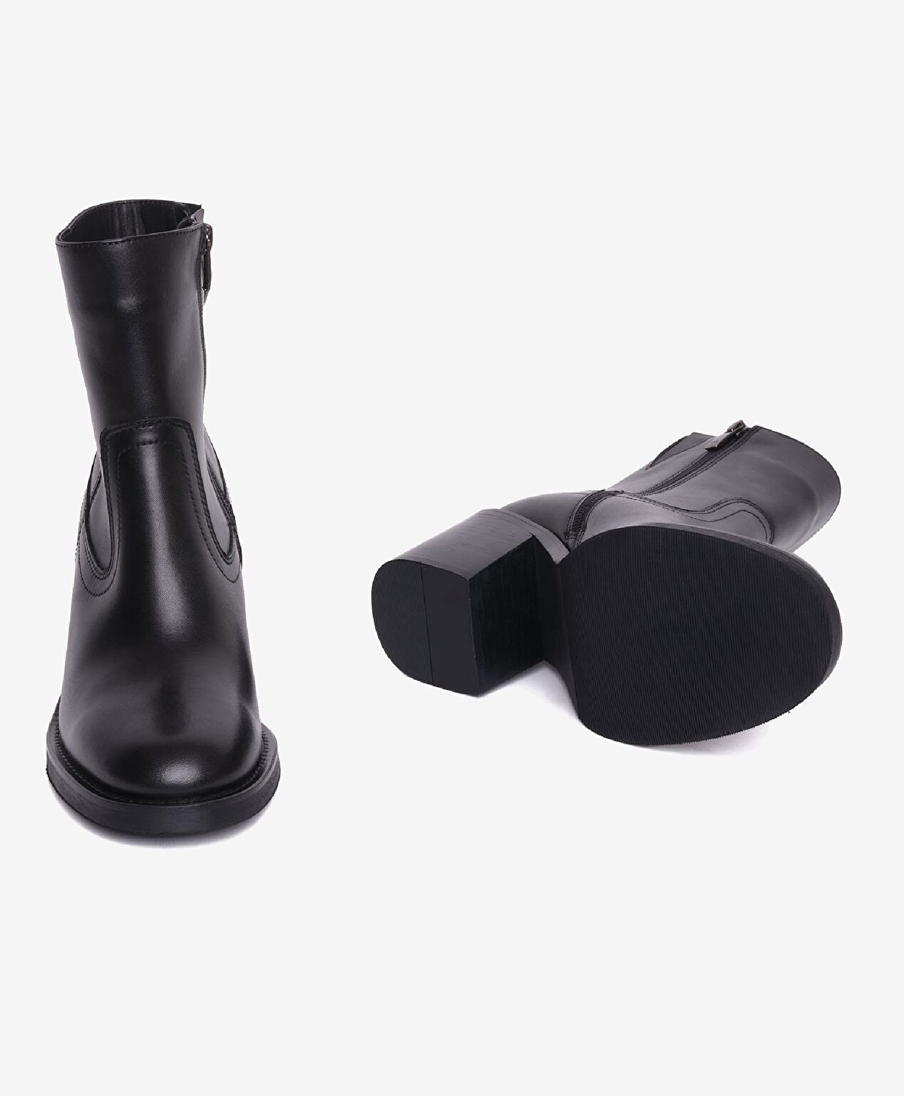 Kadın Siyah Hakiki Deri Topuklu Bot - 6