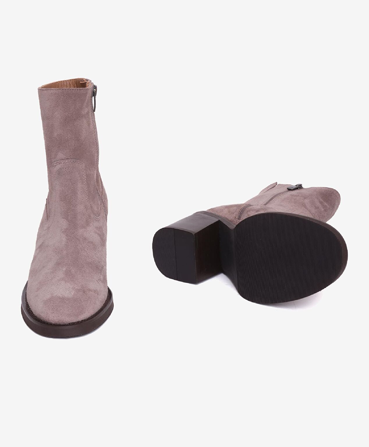 Kadın Vizon Süet Hakiki Deri Topuklu Bot - 6