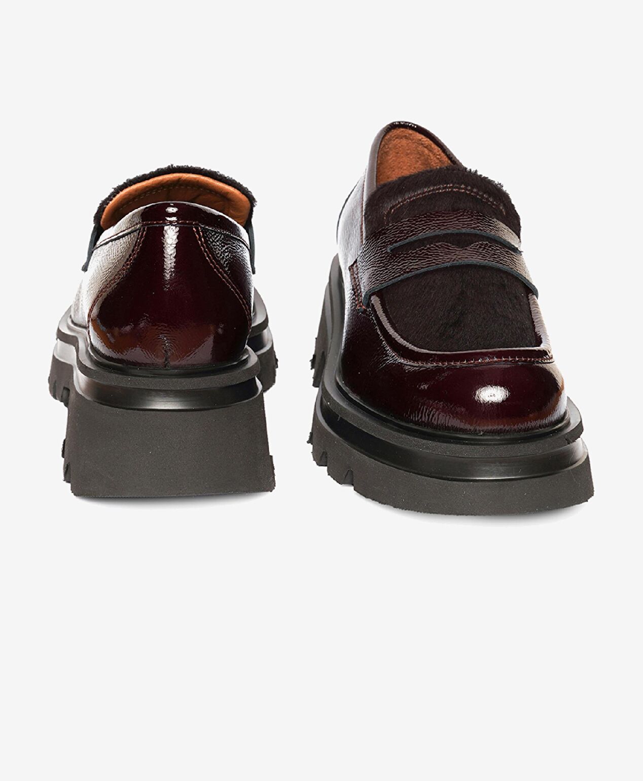 Kadın Bordo Kırışık Rugan Hakiki Deri Loafer Ayakkabı - 7