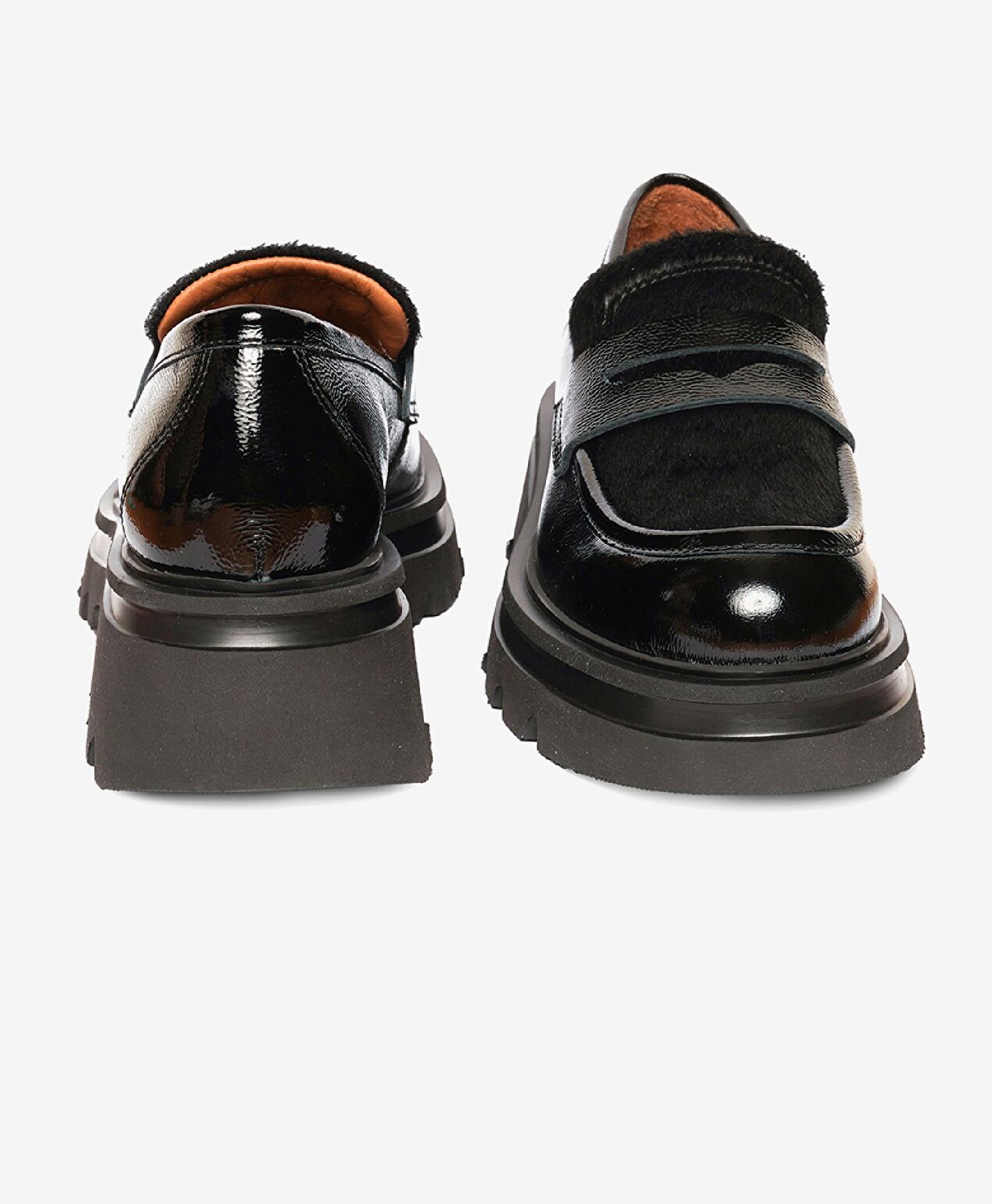 Kadın Siyah Kırışık Rugan Hakiki Deri Loafer Ayakkabı - 7