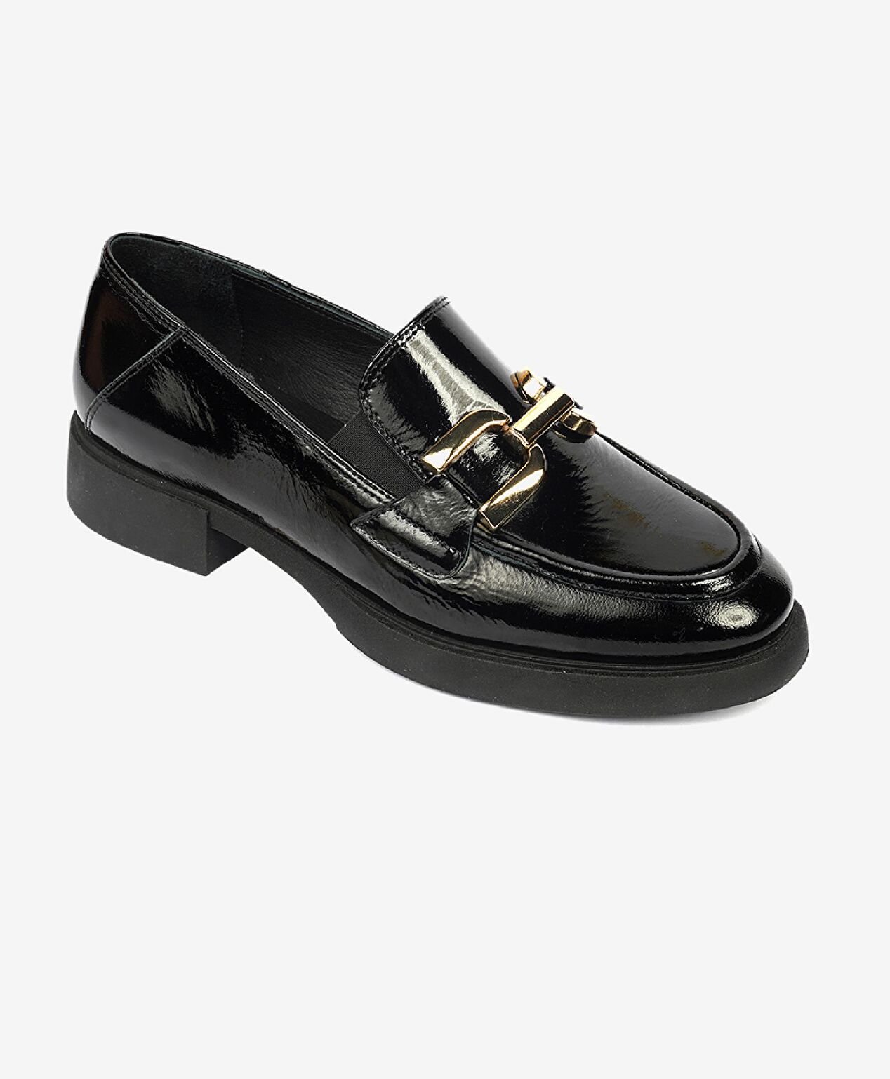Kadın Siyah Kırışık Rugan Hakiki Deri Loafer Ayakkabı - 2