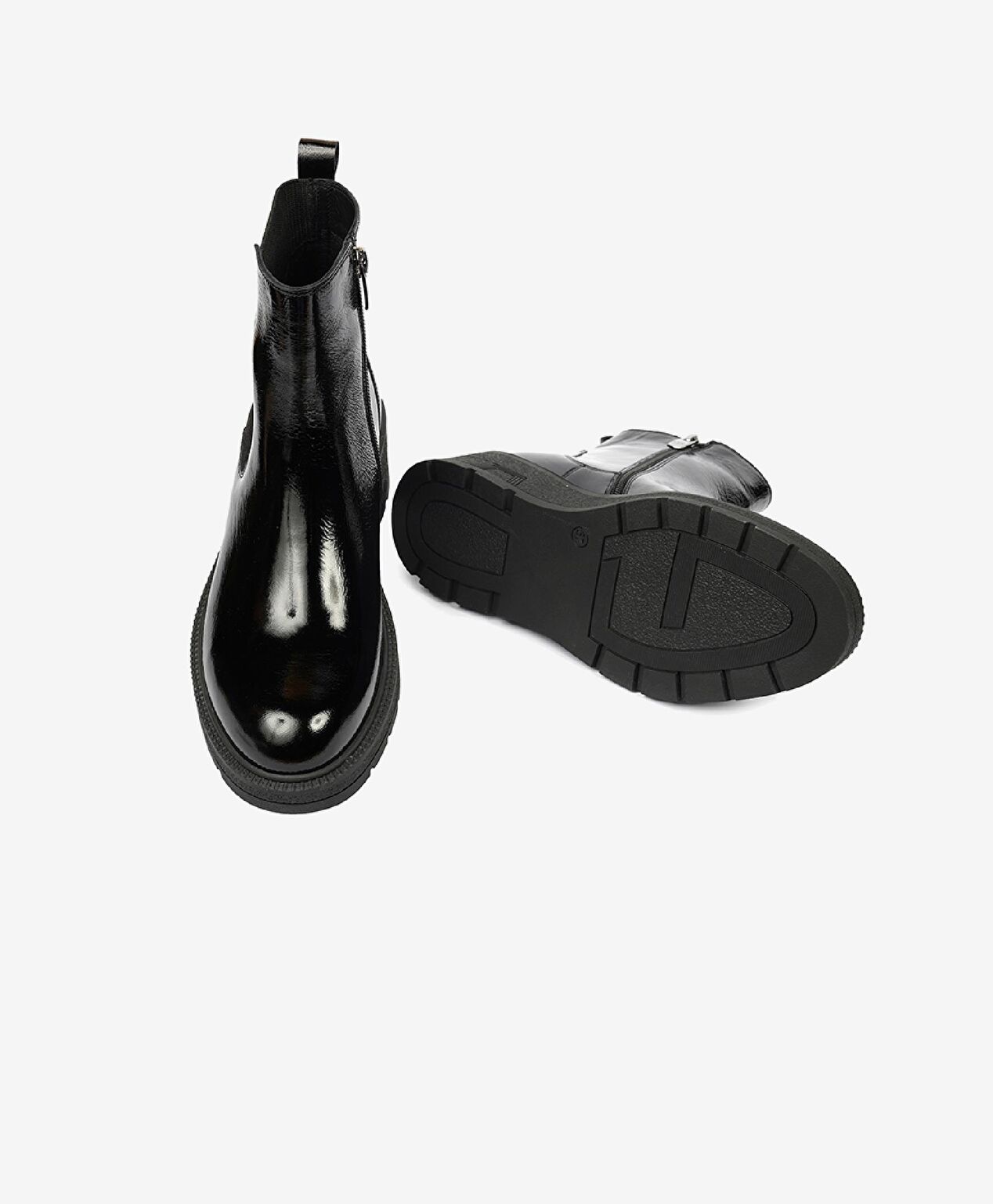 Kadın Siyah Kırışık Rugan Hakiki Deri Chelsea Bot - 6